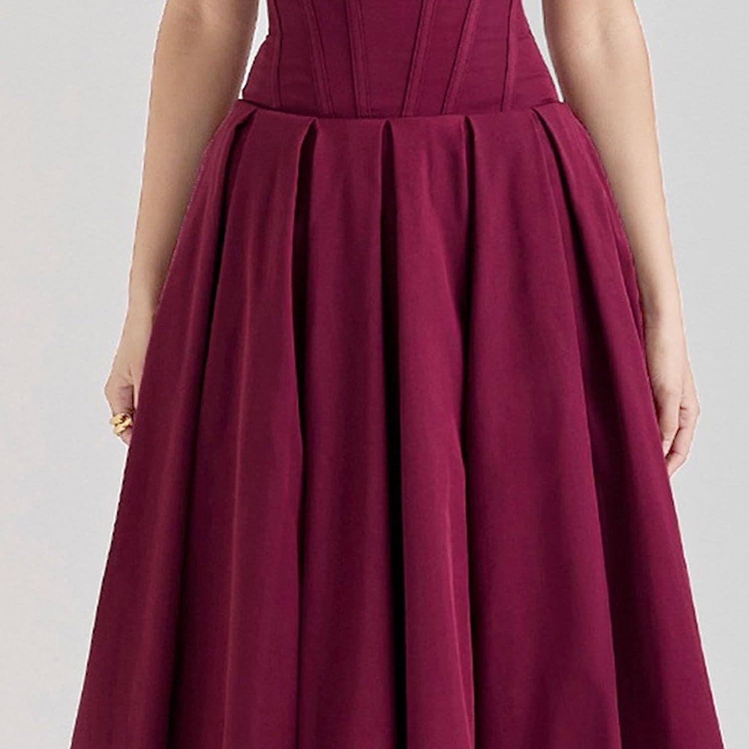 JEKE-DG Women's Wrap Sleeveless Swing Maxi Dress V Neck Ruched Prom Party Dress Slim Fit Fashion Wedding Dresses