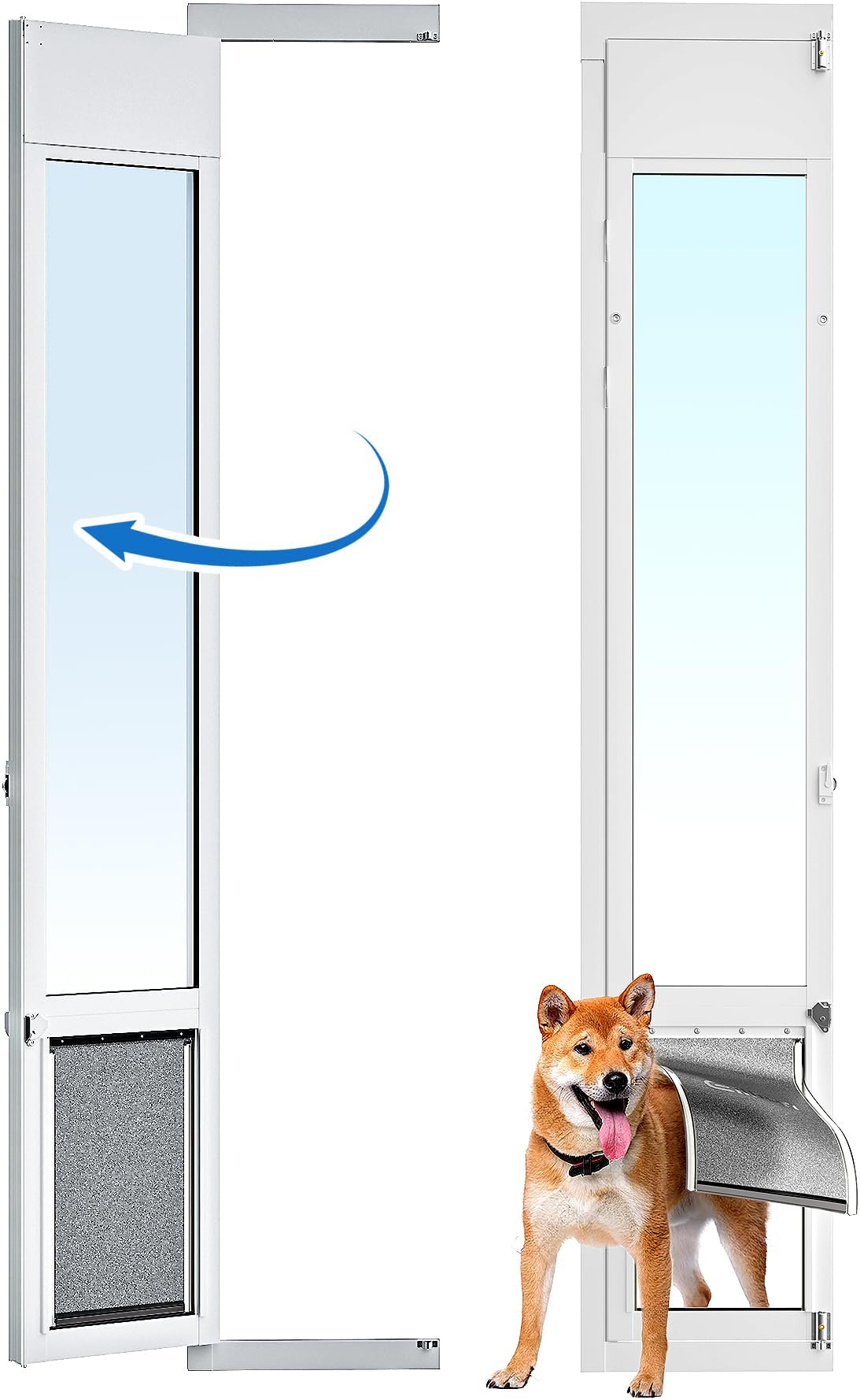 Large Dog Door for Sliding Glass Door,Openable Pet Door for Sliding Glass Doors,All-Metal Framed & Panel & Lock,Adjustable 75 7/8" to 81" Slider Height -Large