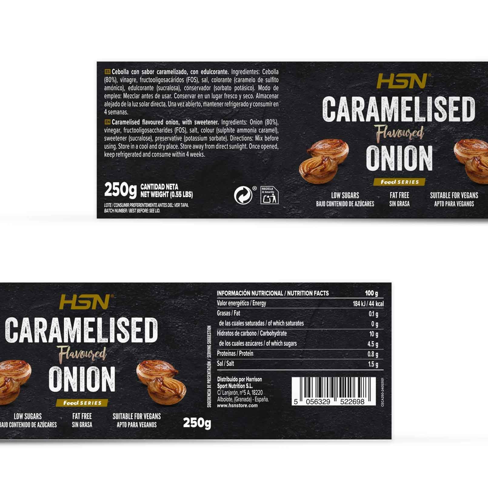 HSN Cebolla Caramelizada HSN | Pack 3 Unidades de 250g | Receta Baja en Azúcar Estilo Fit| Sin Colorantes, Endulzantes ni Conservantes Artificiales| Apto Dietas Veganas, Keto y Sin Gluten