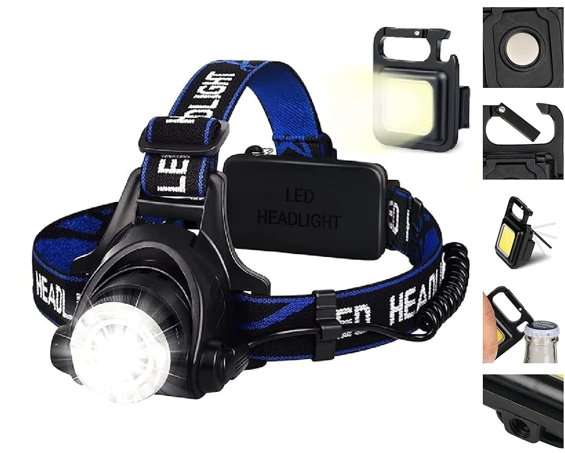 VIX STORE Headlamp Flashlight, USB Rechargeable Zoomable 3 Modes Headlight, Adjustable IPX4 Waterproof Headlamp With keychain led light For Trekking, Camping (1 Led Head + Torch) (B0C5958KFS) Amazon Price History, Amazon Price Tracker