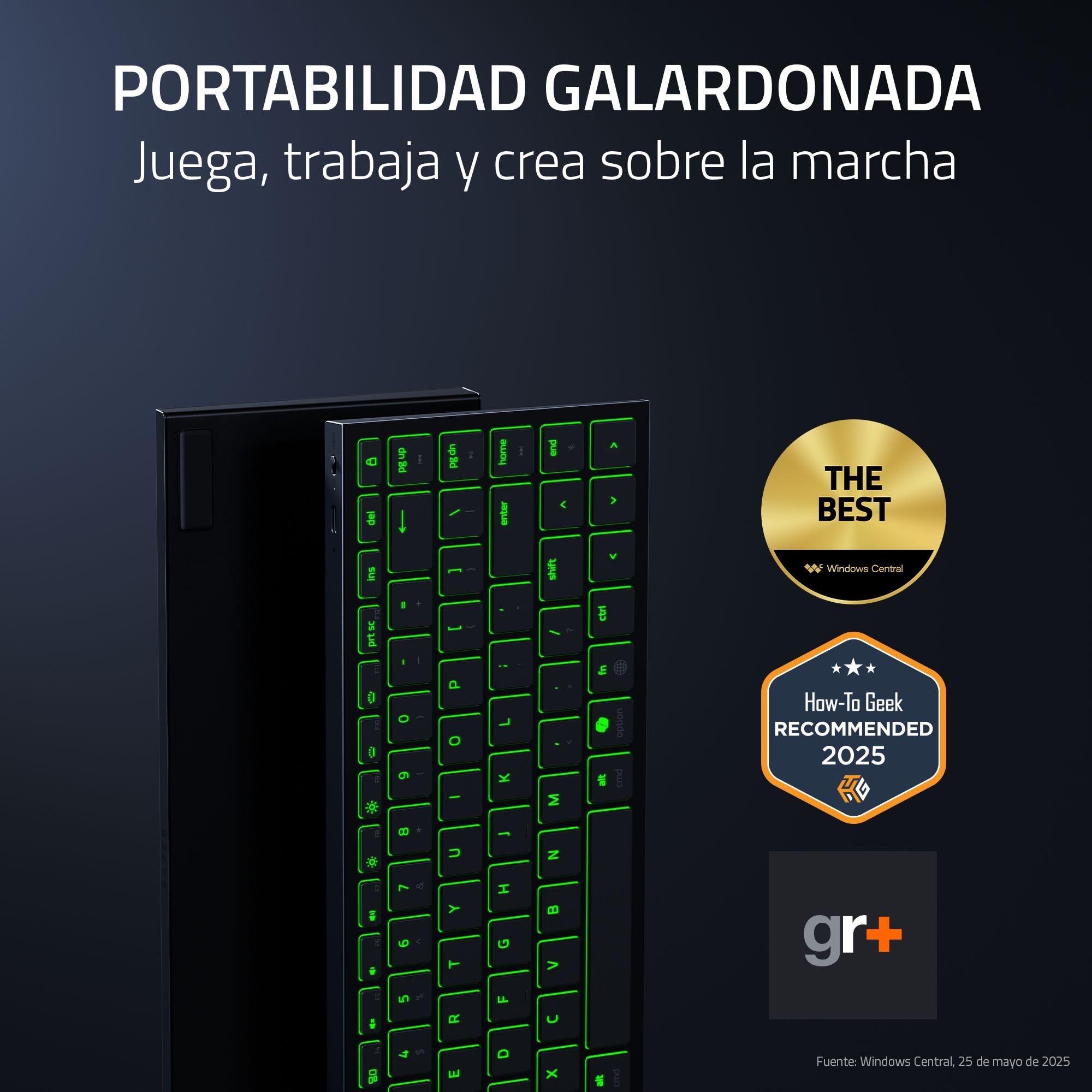 Razer Joro Portable Keyboard - Teclado inalámbrico retroiluminado Compacto - Bluetooth - WiFi - Perfil bajo - USB-C - Compatible Apple Mac OS & iOS - Windows - Teclado QWERTY US | Negro