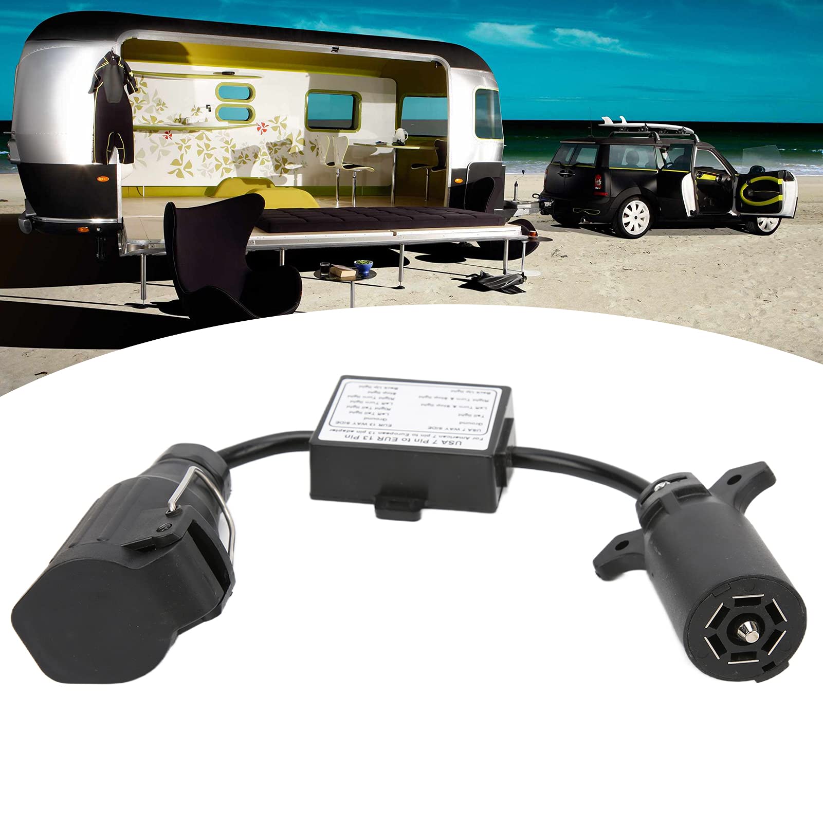 Watris Veiyi Anhänger Adapter 7 auf 13 Polig, Anhängeranschluss, US 7-Pin auf EU 13-Pin Stecker, Anhänger Adapter Stecker für Auto Und LKW