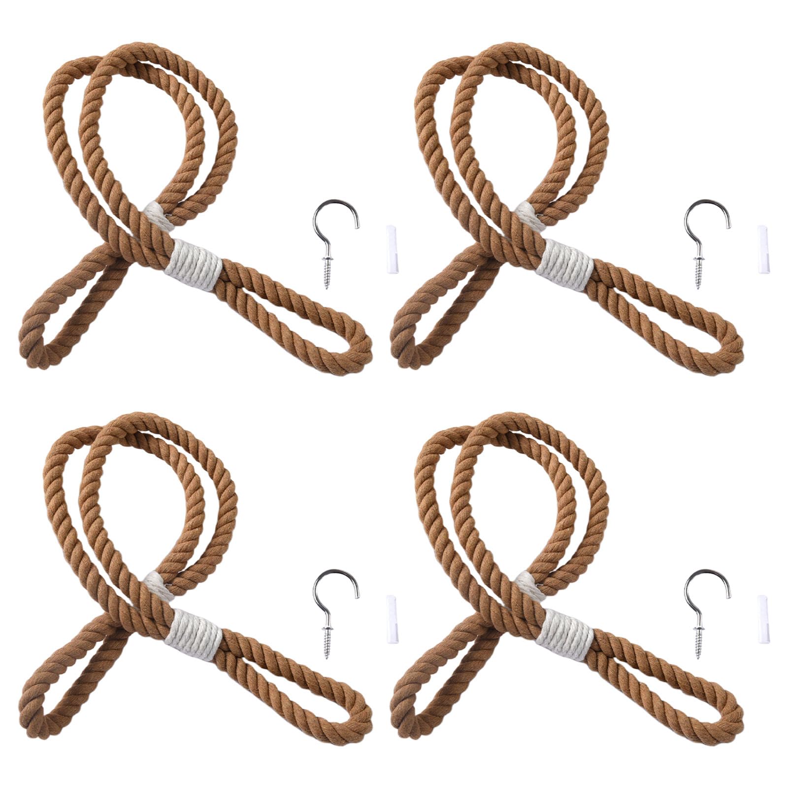 Tfaoys Pale Yellow Of 4 Elegant Curtain Tiebacks Rope Curtain Holdbacks For Home Decoration Holder Easy Installation Natural Rope