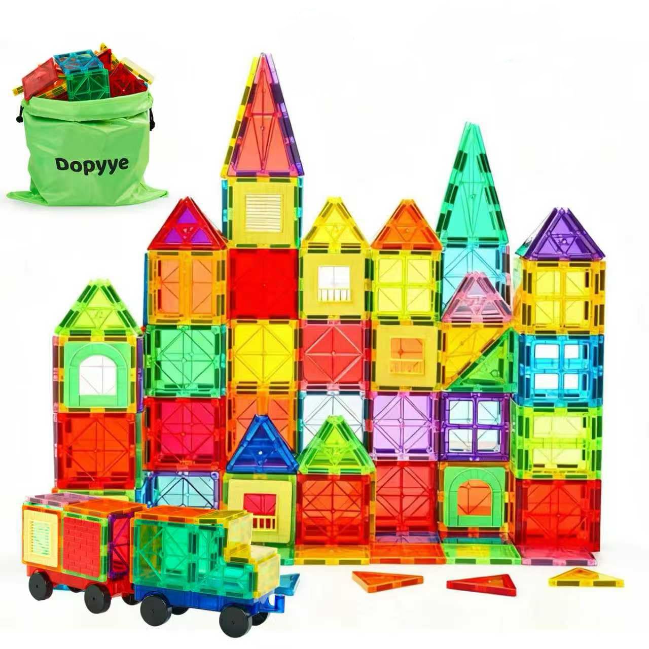 Magnetic Building Tiles for Kids, 100 PCS Magnetic Blocks with Storage Bag, Magnet Tiles STEM Educational Stacking Toys Gift for Toddler Ages 3 4 5 6 7 8 9