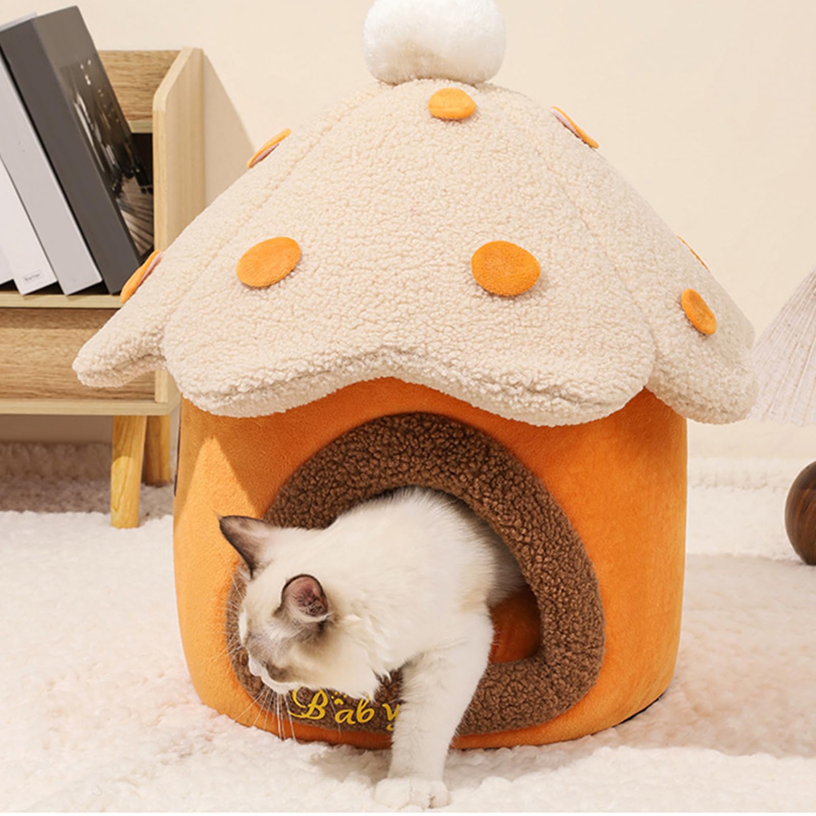 Cuccia Gatto Fungo Carina Carina Comoda Calda Morbida Rimovibile Chiusa | Condominio dei per Camera Balcone Morbida Cuccia Peluche Calda Accogliente Finta Lana Casa Fungo Cuscino Rimovibil