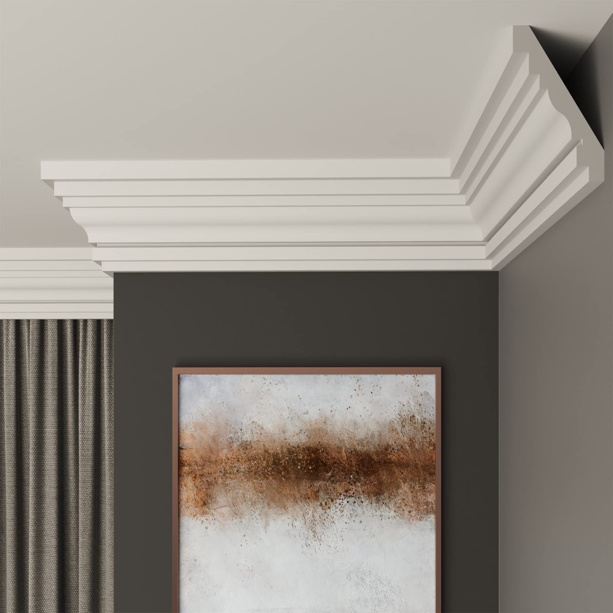 FAST DECOR Decorative Coving for Ceilings, Premium Extruded Polystyrene Cornice Coving, Lightweight Ceiling Moulding Trim, Flexible and Durable Ceiling Cornice Trim (CS12, 6M (3 Length)) โ image 1