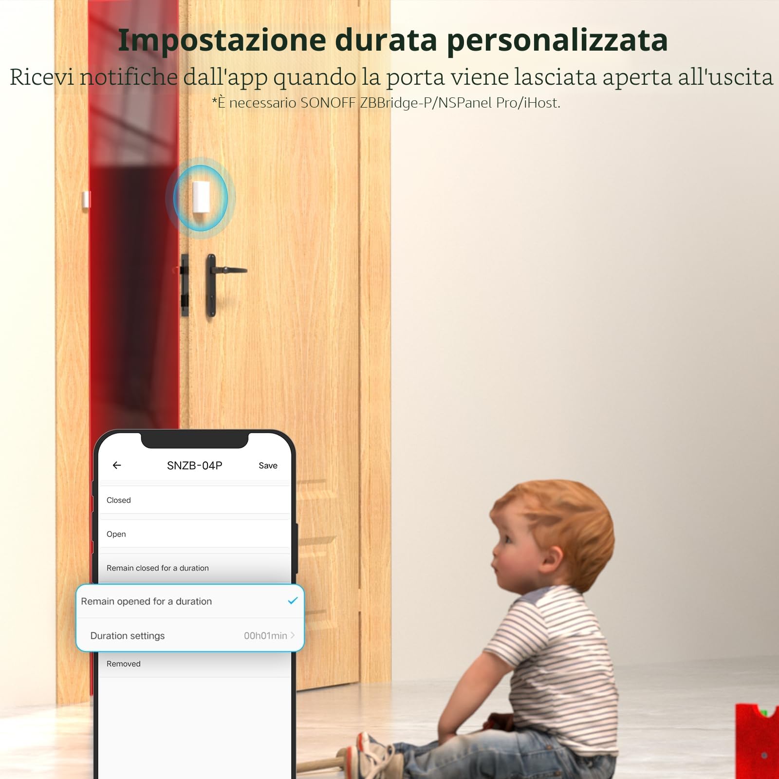 SONOFF SNZB-04P Sensore per porte e finestre Zigbee 2 Stuck, sistema di allarme intelligente per porte e finestre,richiede Zigbee Hub,compatibile con Alexa e Google Assistant，scene intelligenti