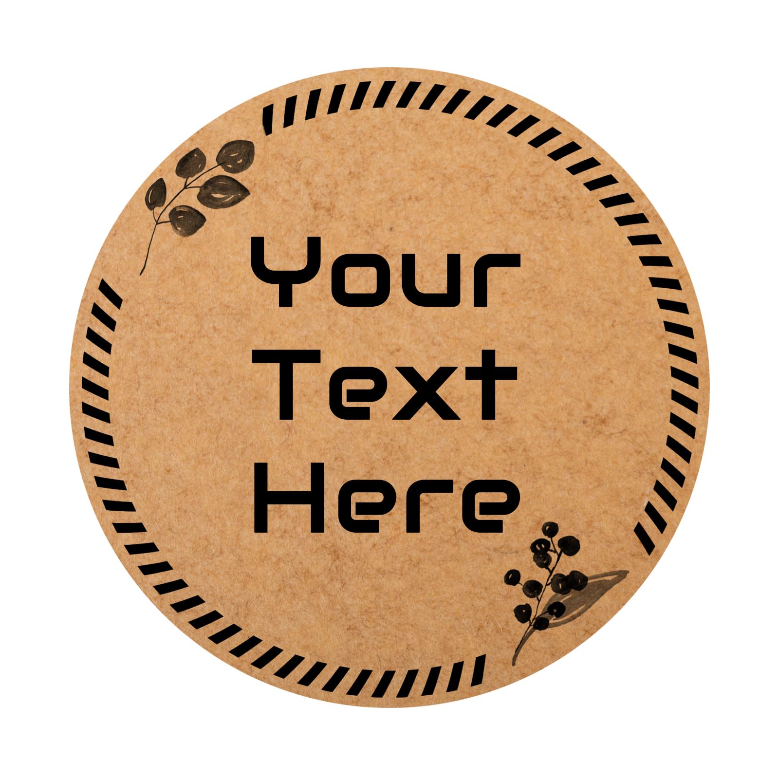 Alaiay 150,200Pcs Kraft Custom Sticker Labels Round Customized Labels Wreath Designs Personalized Stickers for Food Jars Gift Essential Oil Bottles