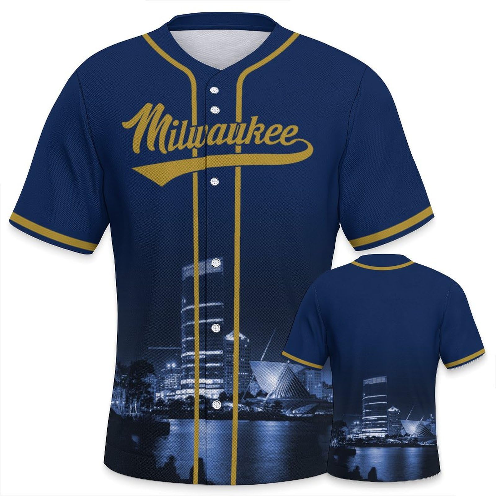 Baseball City Night Skyline Jersey Shirt Printing Apparel for Men Fans Gifts S-2XL
