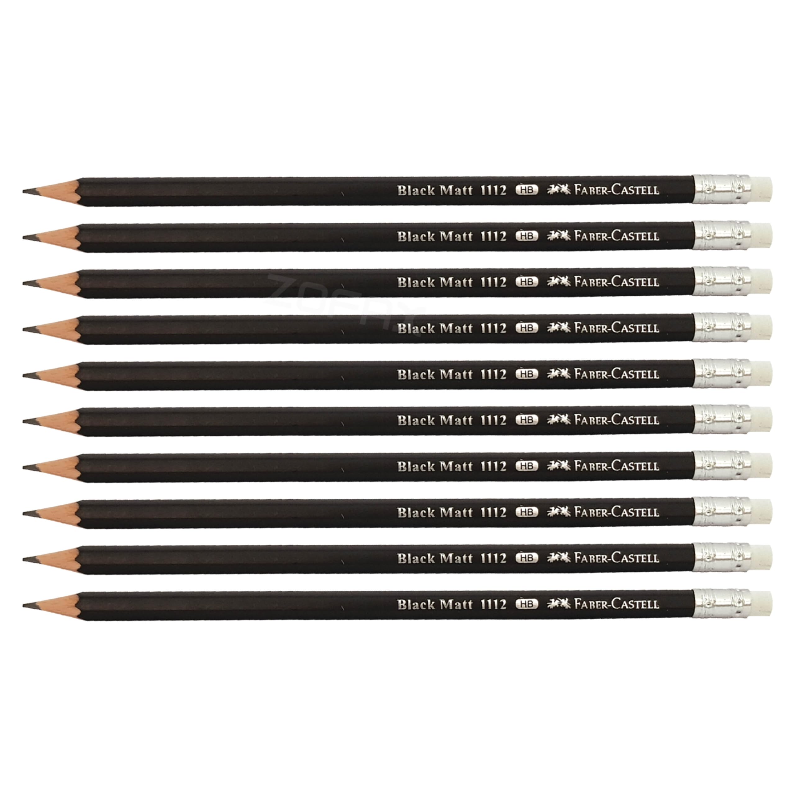 Faber-Castell Graphite Lead Drawing Pencils with Rubber Tipped, HB Lead Grade + RT, Pack of 10, Professional Artists Drawing Sketching Shading Doodling Writing Toning Drafting Pencils