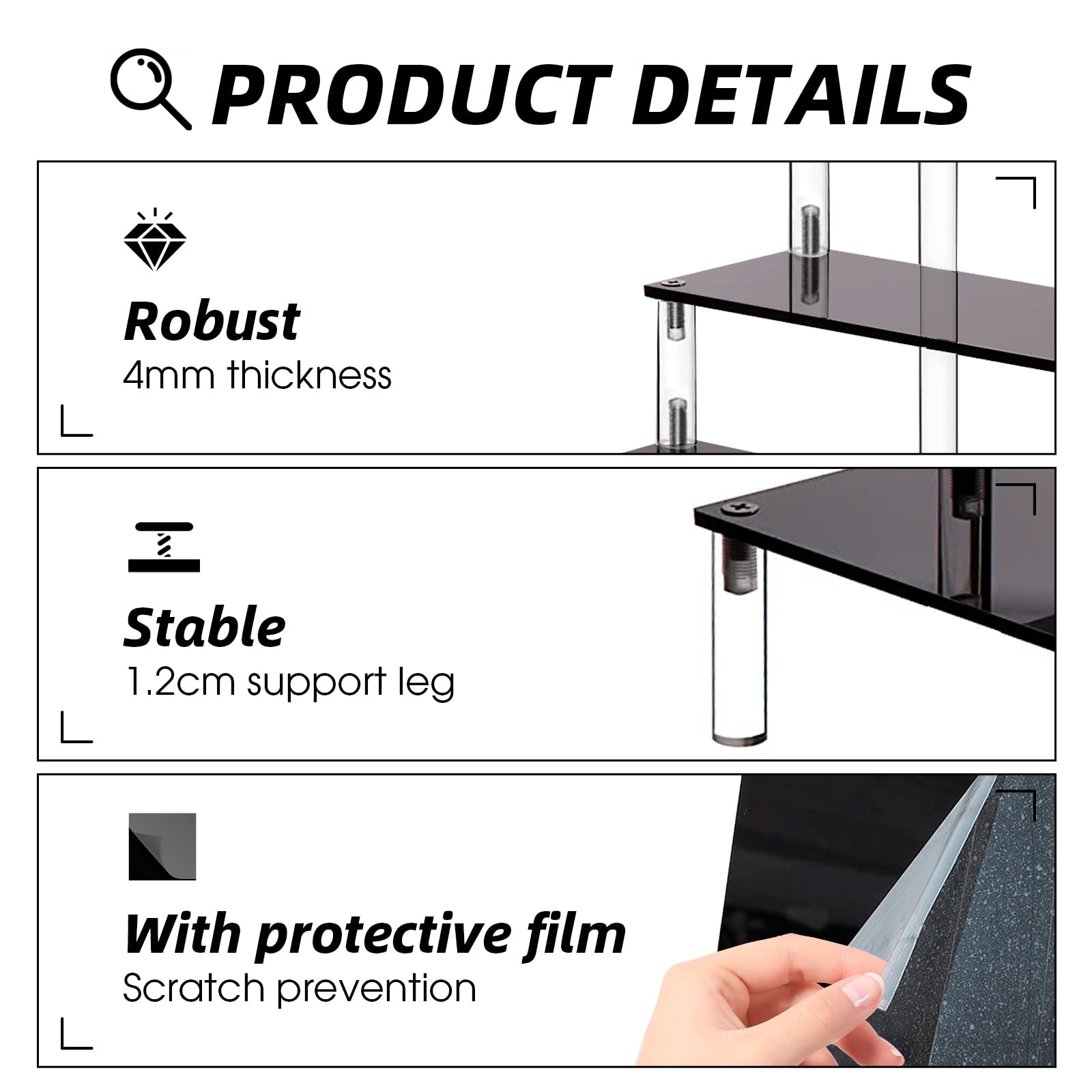 3 Blocchi Acrilici Organizer A 3 Livelli AZEAM - Per Trucco, Spezie, Dolci, Gioielli, Dimensioni 30x24x15cm - Foto 4