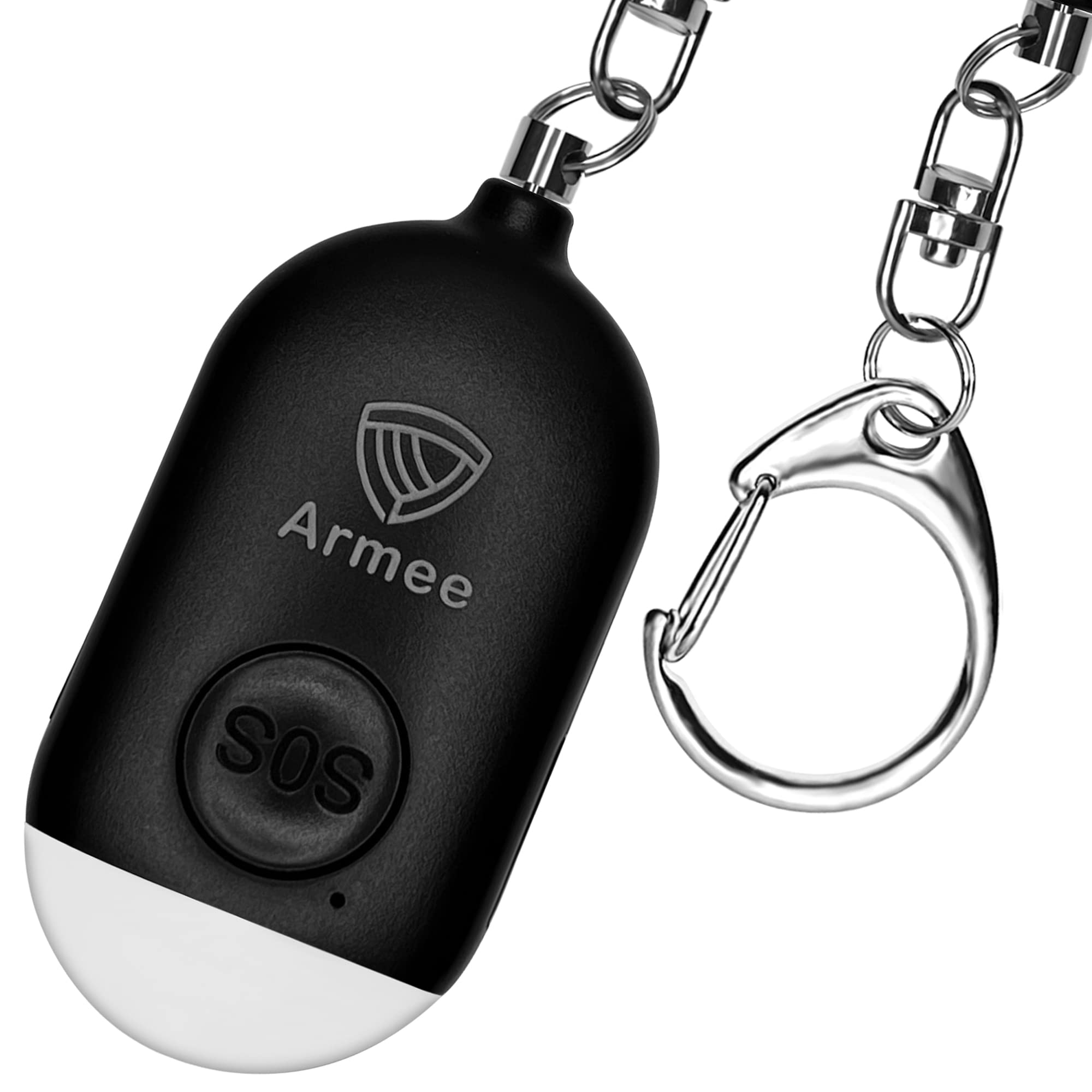 A r m e e Personal Self-Defense Alarm with SOS Alert Panic Button & LED Light, Rechargeable, 130db 2-Way Loud Siren & Strobe Light (Black)