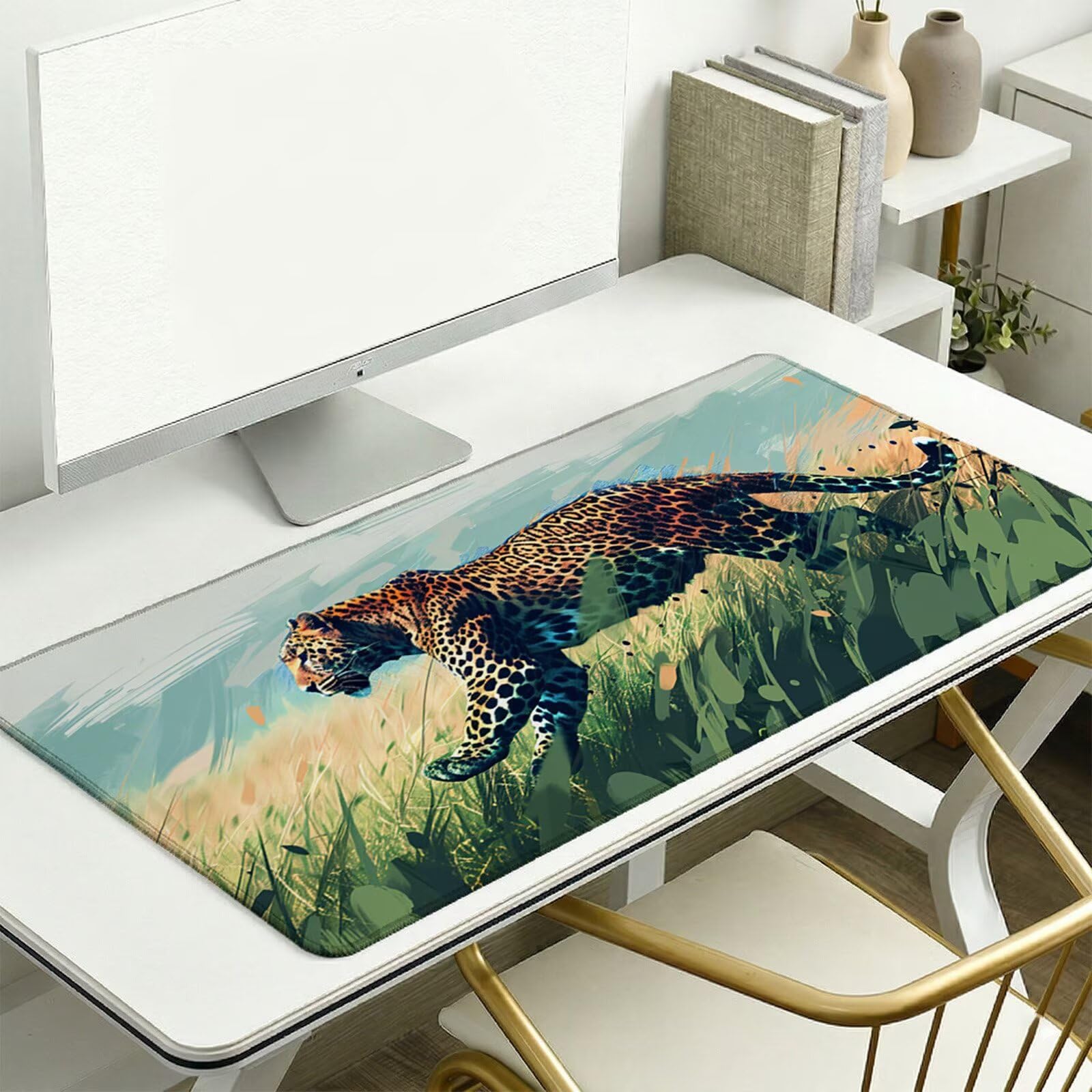 Sottomano Scrivania Grande 1200 x 600 x 3 mm Animale Tappetino Tastiera Computer con Base Antiscivolo e Bordi Cuciti, Protezione Impermeabile, per Lavoro, Casa e PC Gamer, Regali (Prateria) L-x1782