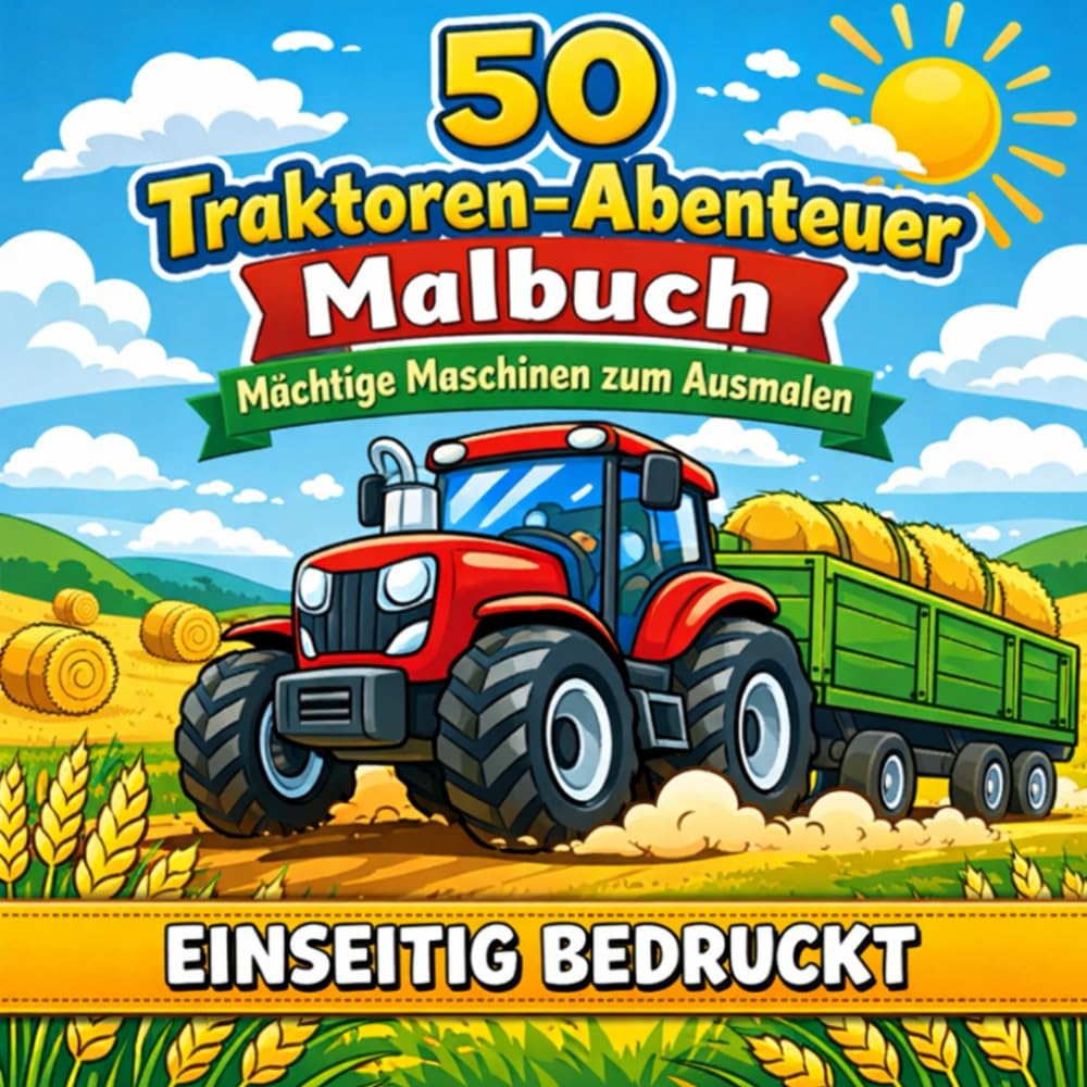 50 Traktoren-Abenteuer Malbuch: Mächtige Maschinen zum Ausmalen
