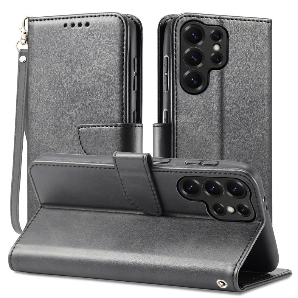 Generic Étui compatible avec Samsung Galaxy S10E (Couleur : Noir) Étui en cuir Portefeuille Housse à rabat