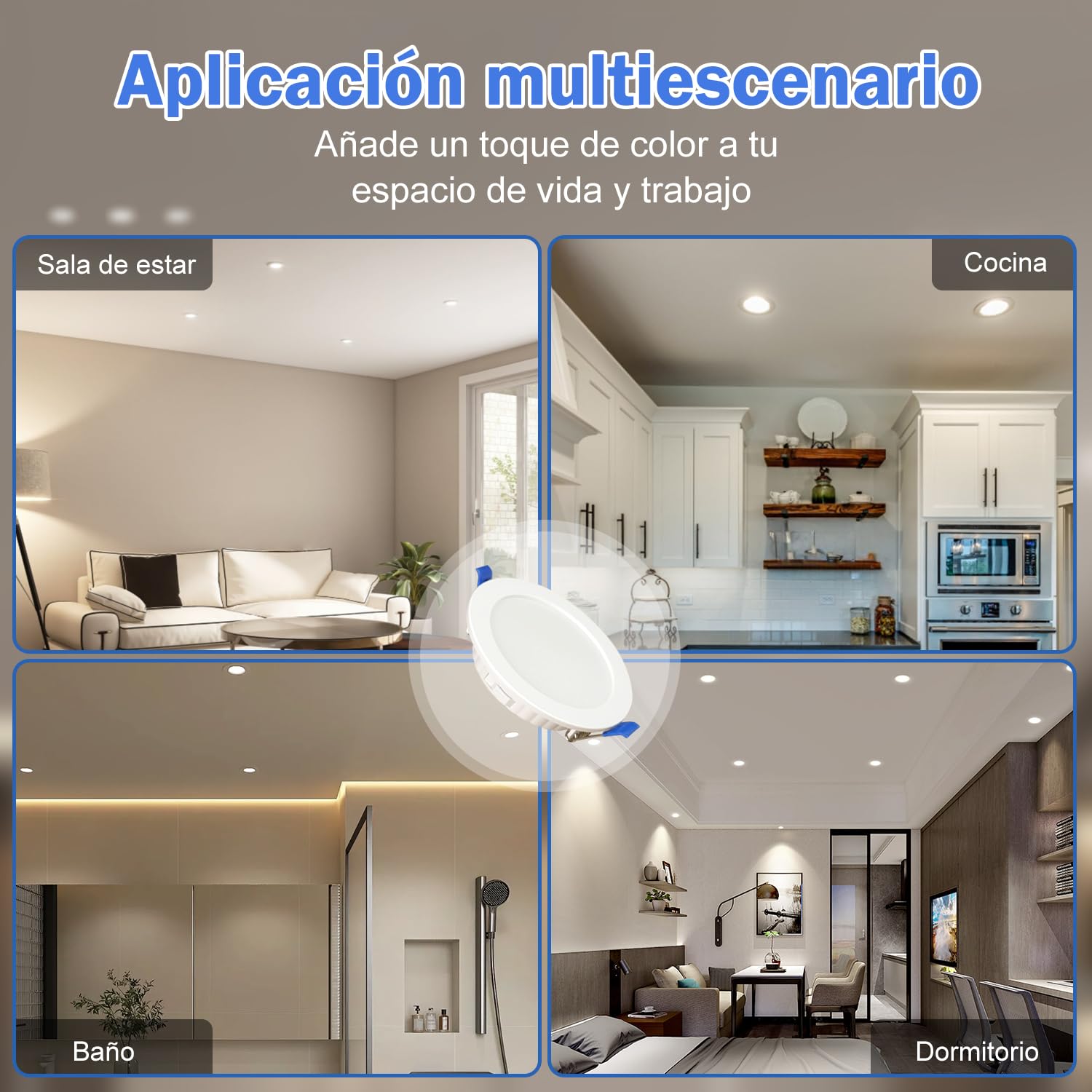 12 Pack Downlight LED 7W 700LM, Luz Empotrable Regulable 3 Temperaturas, Con Clip Azul, Para Interior Techos (Blanco)