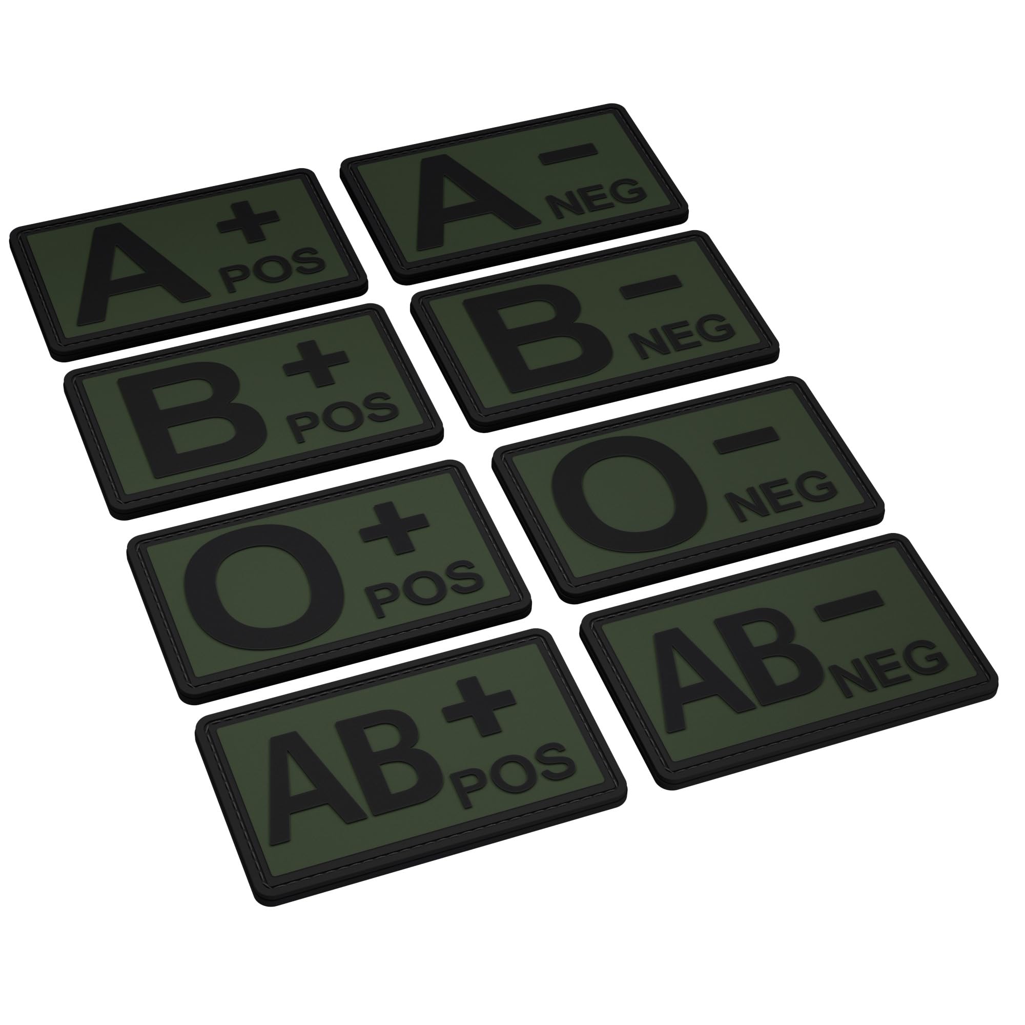 1 x 5 cm x 3 cm Olive 0+ Blood Group Tactical Rubber PVC Velcro Patch for German Armed Forces, Police, Fire Brigade & Military
