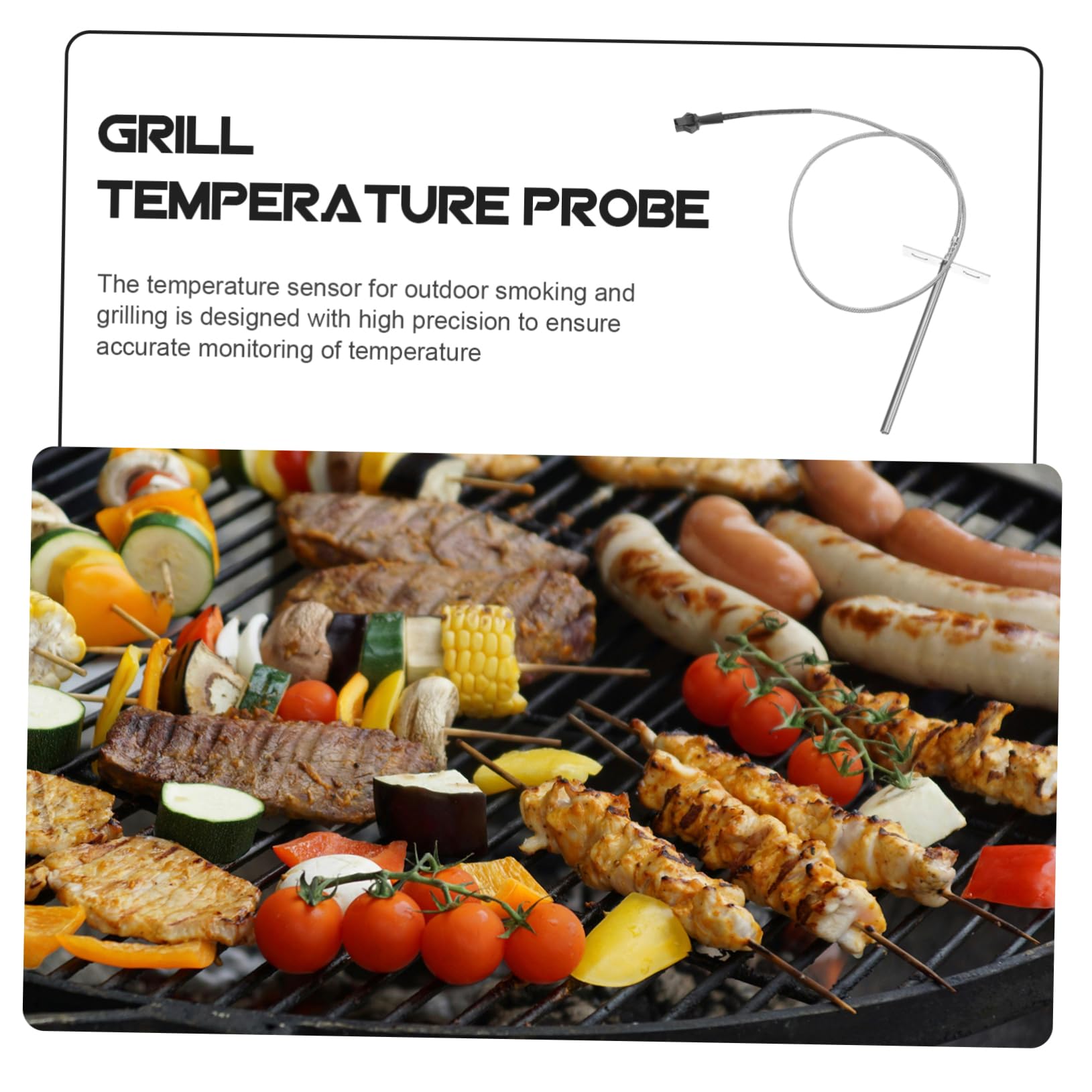 Hemobllo 5 Juegos Sensor de temperatura cocinando Carne máquina de parrilla termómetro digital probeta de temperatura accesorios de parrilla sondas de temperatura Acero inoxidable Plata