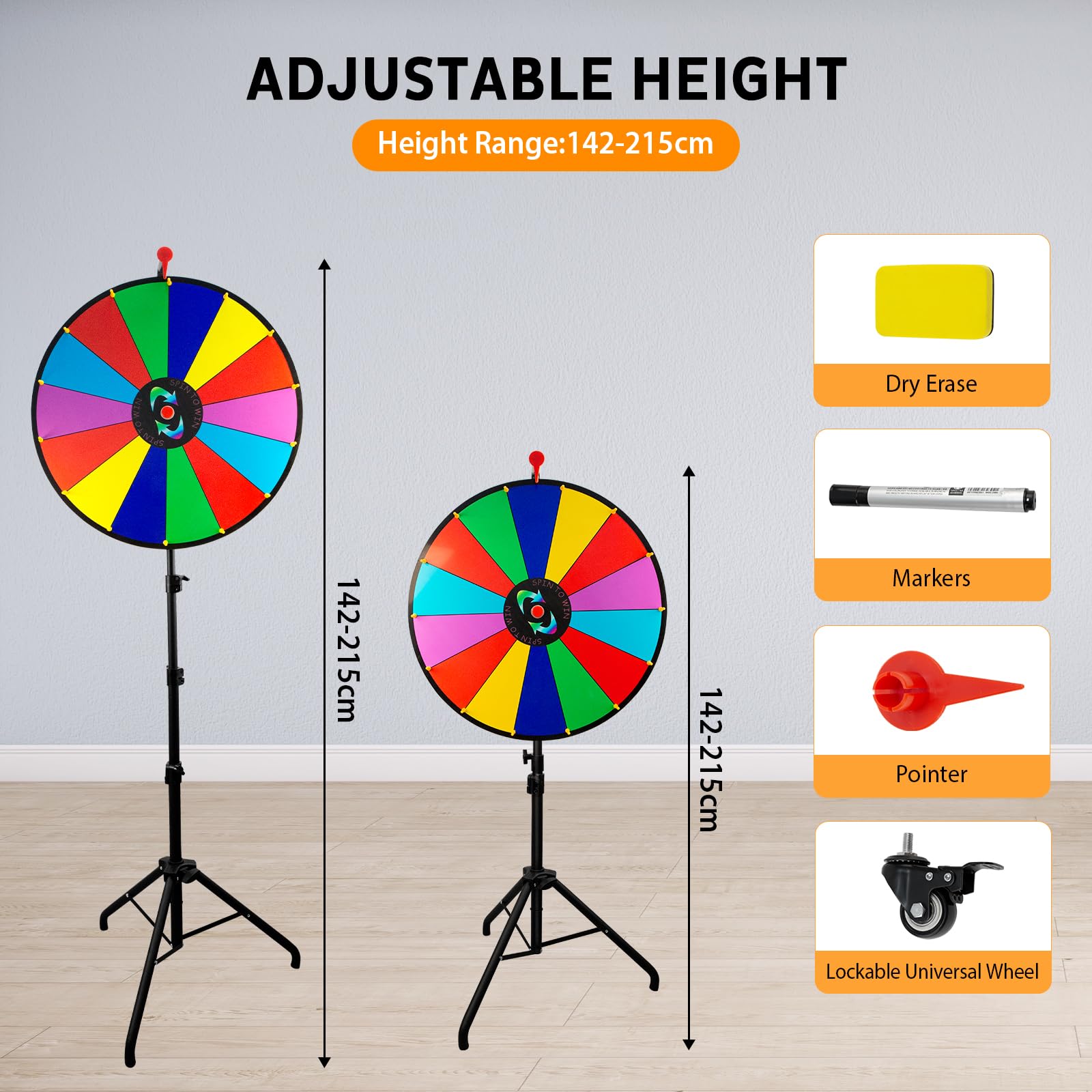 Ruleta de la Suerte, Rueda de Premios de 14 Ranuras con Trípode Plegable, Rueda Giratoria Borrable para Juegos de Ruleta, Fiestas, Carnavales y Ferias Comerciales.