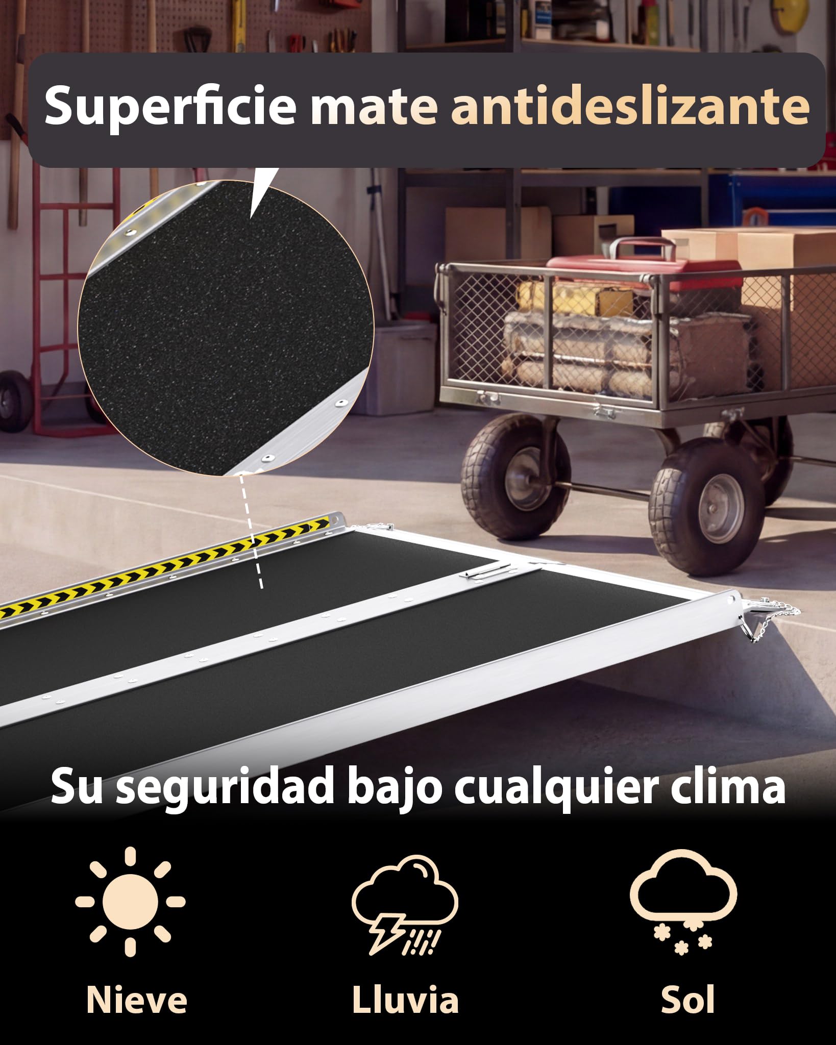 FACHNUO Rampa de 91 cm para silla de ruedas para escalones en el hogar, capacidad de carga de 363 kg, rampa de umbral plegable portátil para puertas con base autoajustable, rampa de aluminio