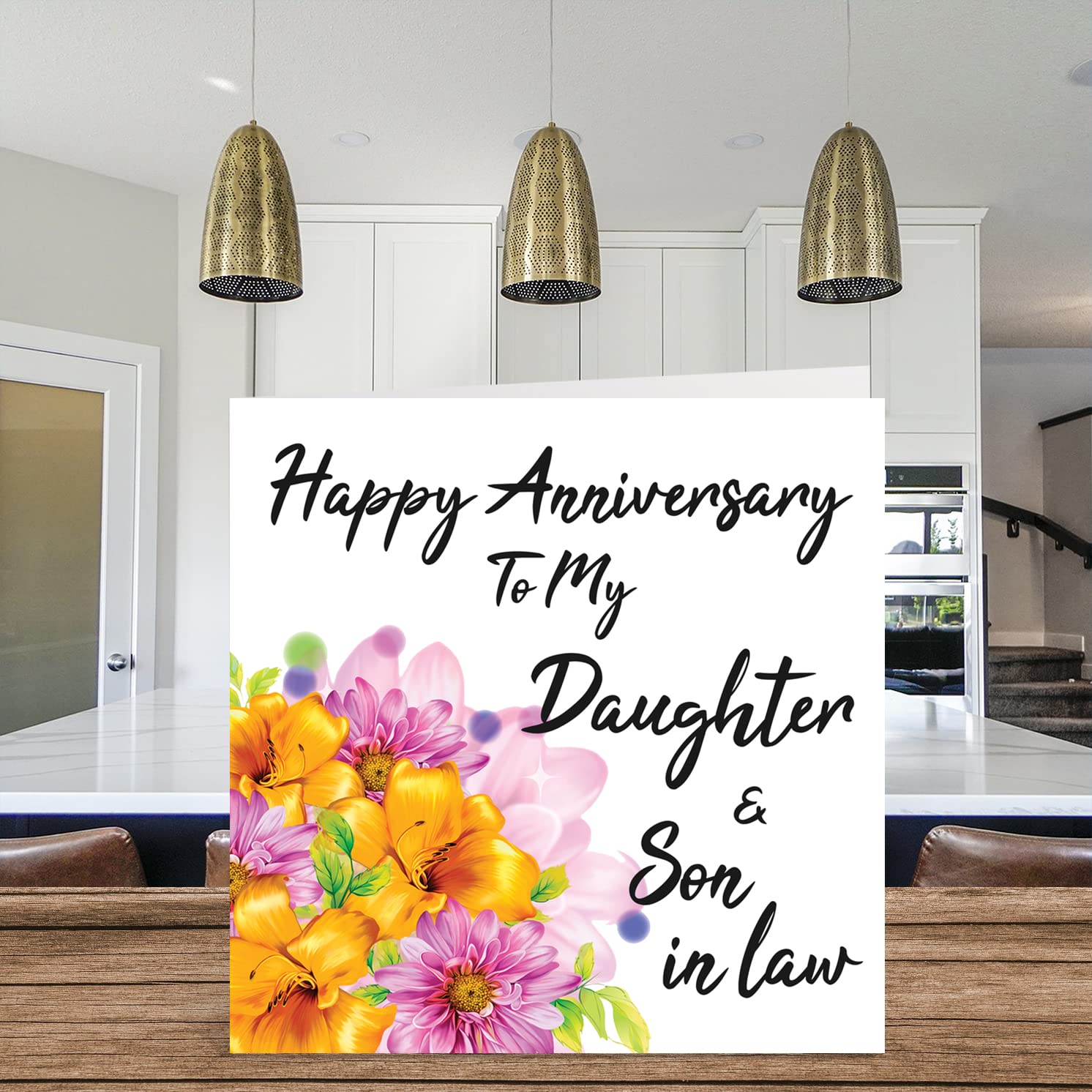 Carte D'anniversaire De Mariage Pour Fille Et Beau-fils - Carte Cœur 145x145 Mm - Message Personnalisable - Fabriqué UK