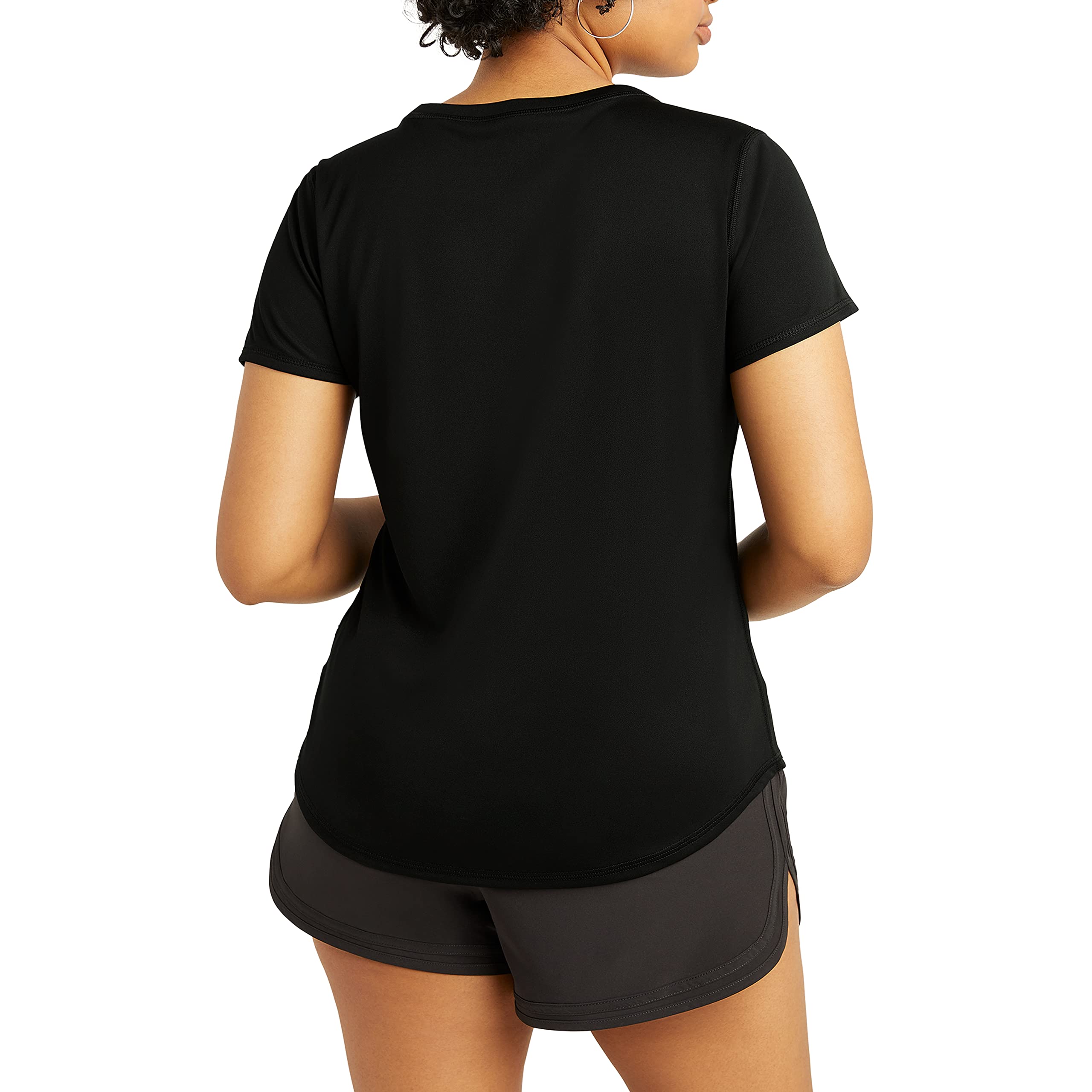 Champion Women's Sport, Logo T-Shirt,Lightweight Tee, Black-586LUA, Small