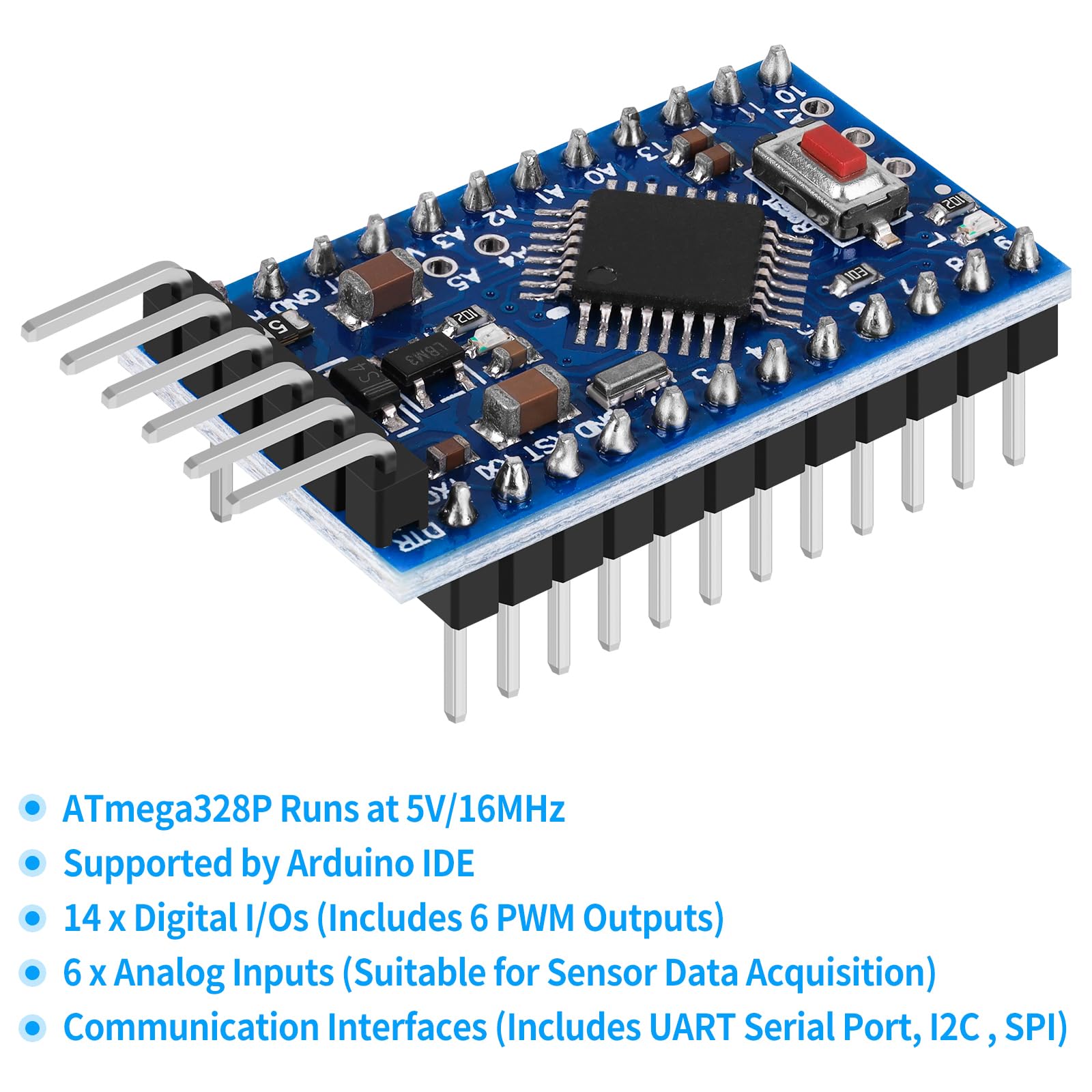 ATmega328 Pro Mini 5-Pack Pro Mini ATmega328 5V 16MHz Boards - Arduino ...