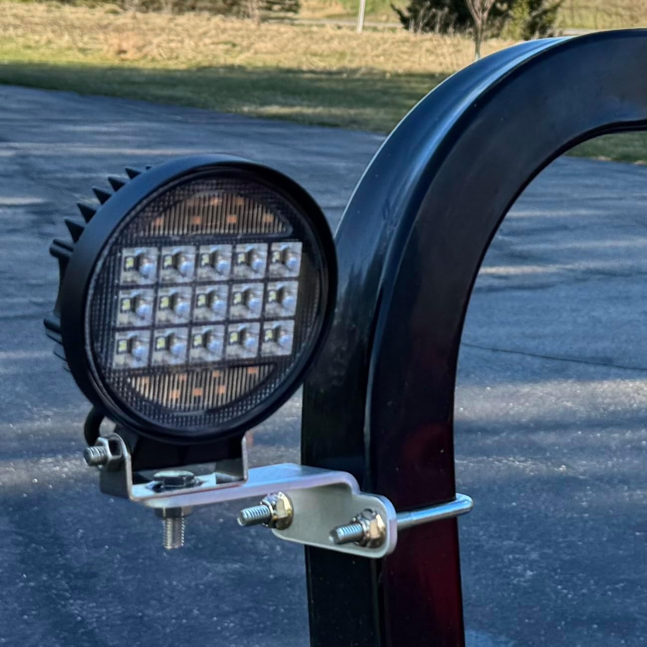 Resilient Fab - Side Mount Style Light Brackets for 2" x 2" ROPS. Mount Lights, Light Bars, and Accessories onto Tractors, Lawn Mowers, UTV Roll Bars