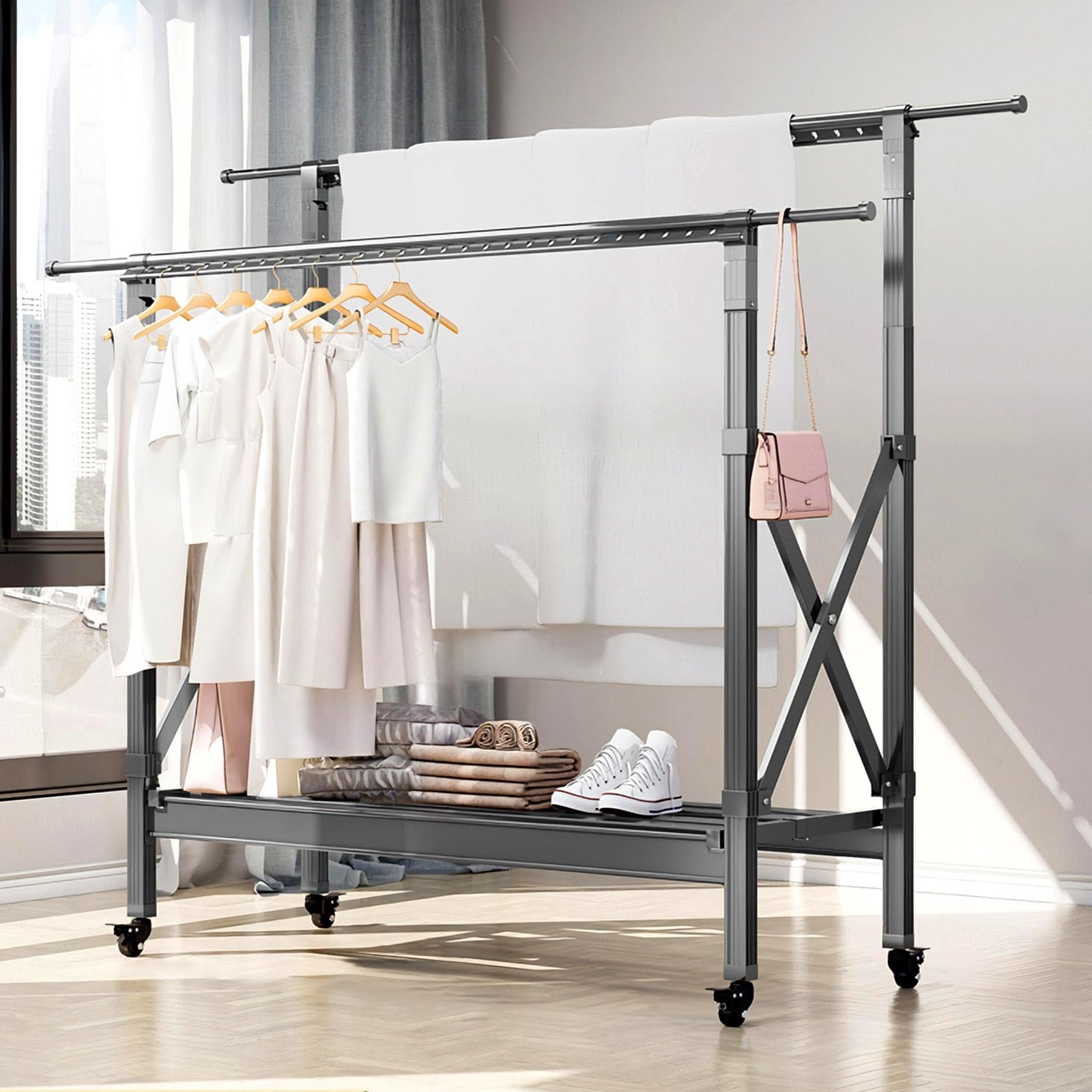 Amazon｜MBBTAG 頑丈ハンガーラック 洋服掛け 洗濯物干し 物干し