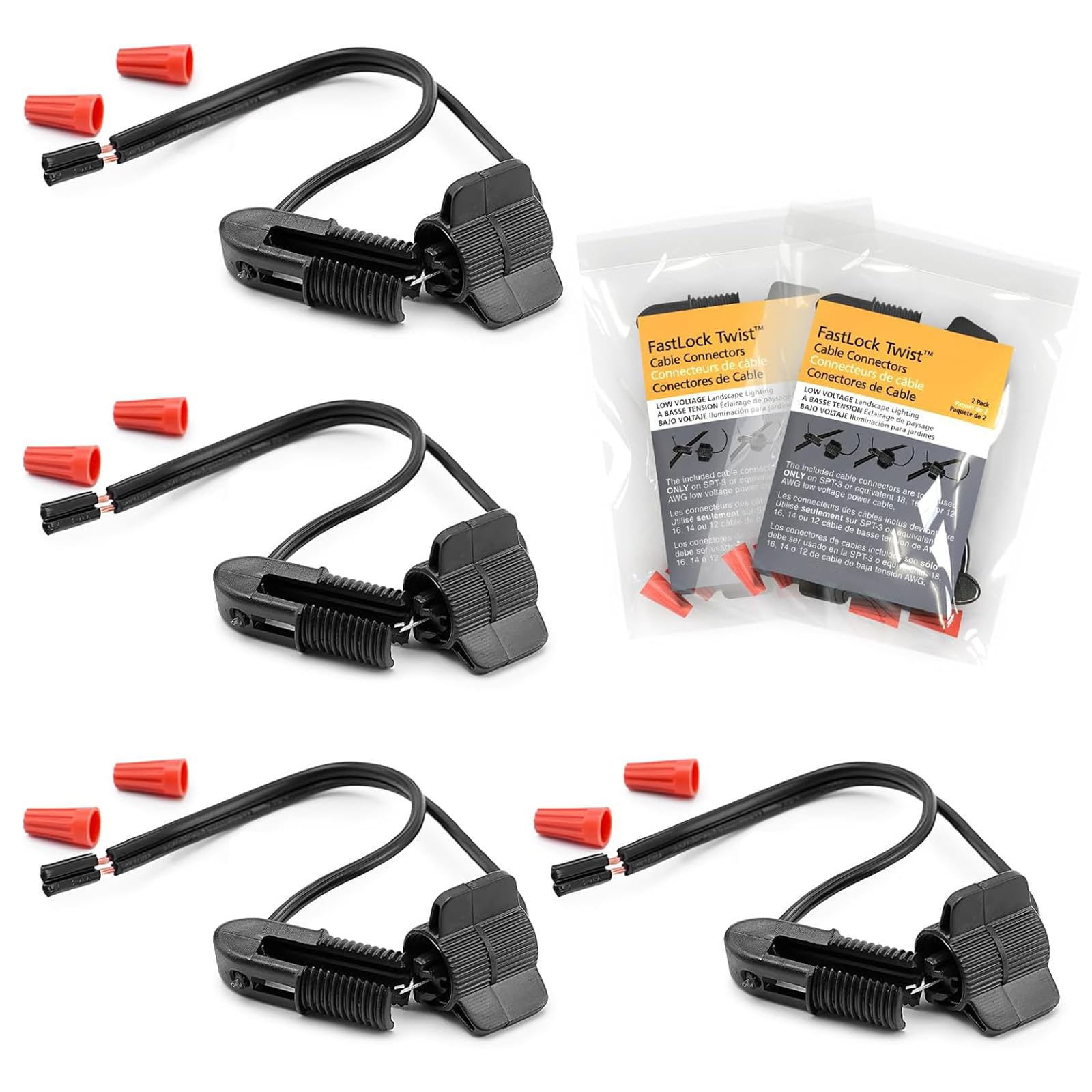Low Voltage Cable Connector (4 PCS) Fast Lock Twist 12-18 Gauge Wire Connectors for Outdoor Landscape Lighting Spotlights Floodlight Pathway Lights