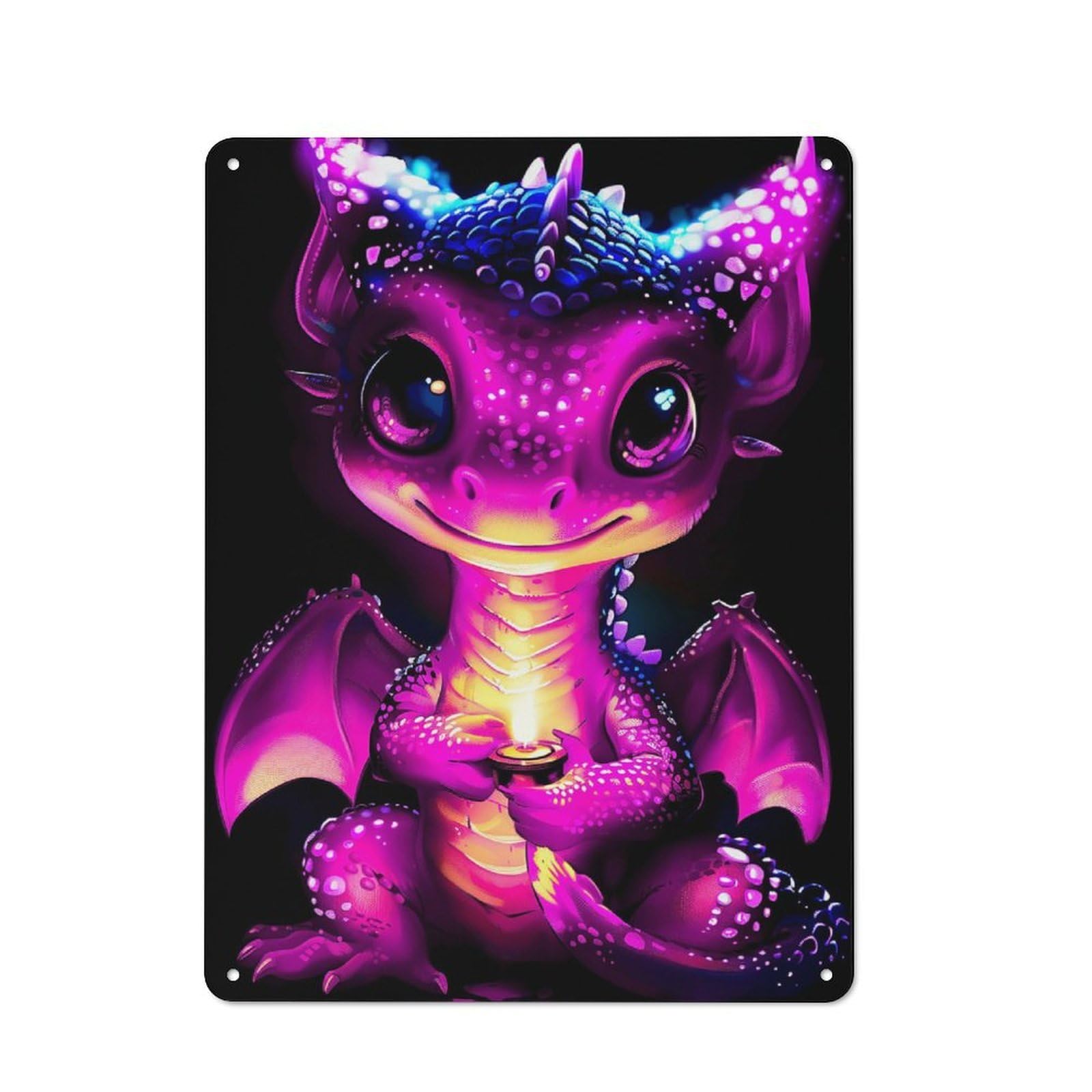 Junmoney Cute Baby Dragon Tin Sign 40X30cm With For Living Room Wall, Retro Decor, Autumn Wall Decor For Living Room Decor Lovers