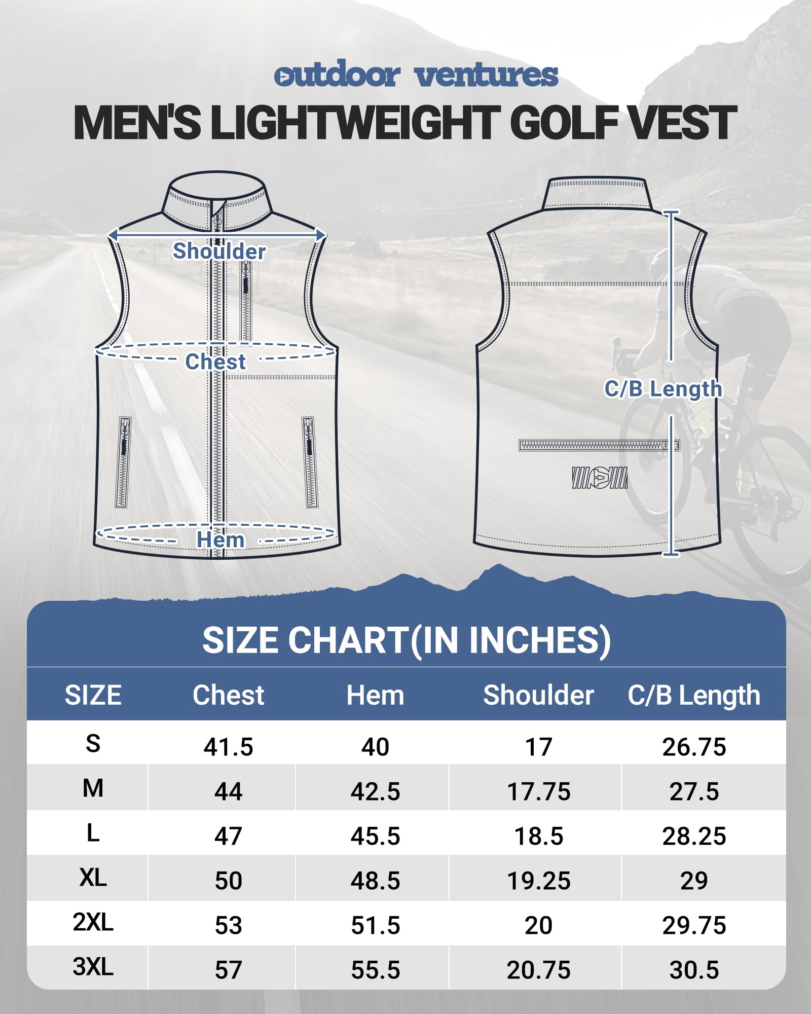 Outdoor Ventures Gilet coupe-vent Softshell léger sans manches pour homme, pour la course à pied, le golf, la randonnée, les voyages