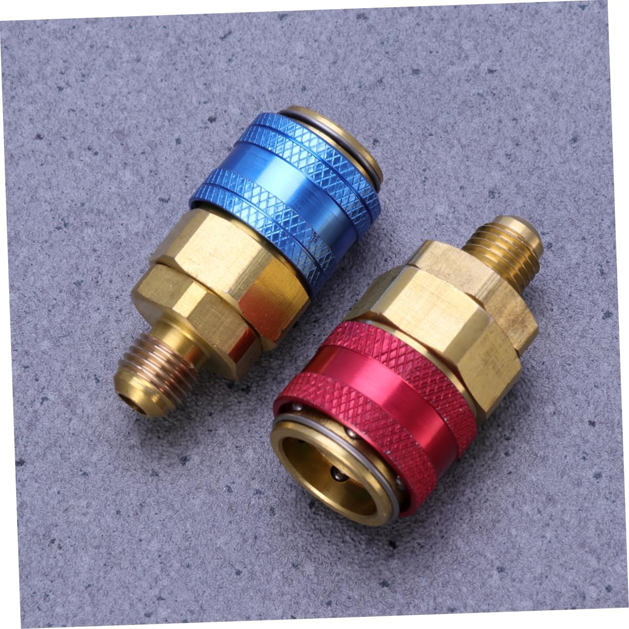 2Pcs Quick Connectors for Auto Car Air Conditioning Color Coded Coupler Adapters Red Blue for Easy Charging Compatible with Systems