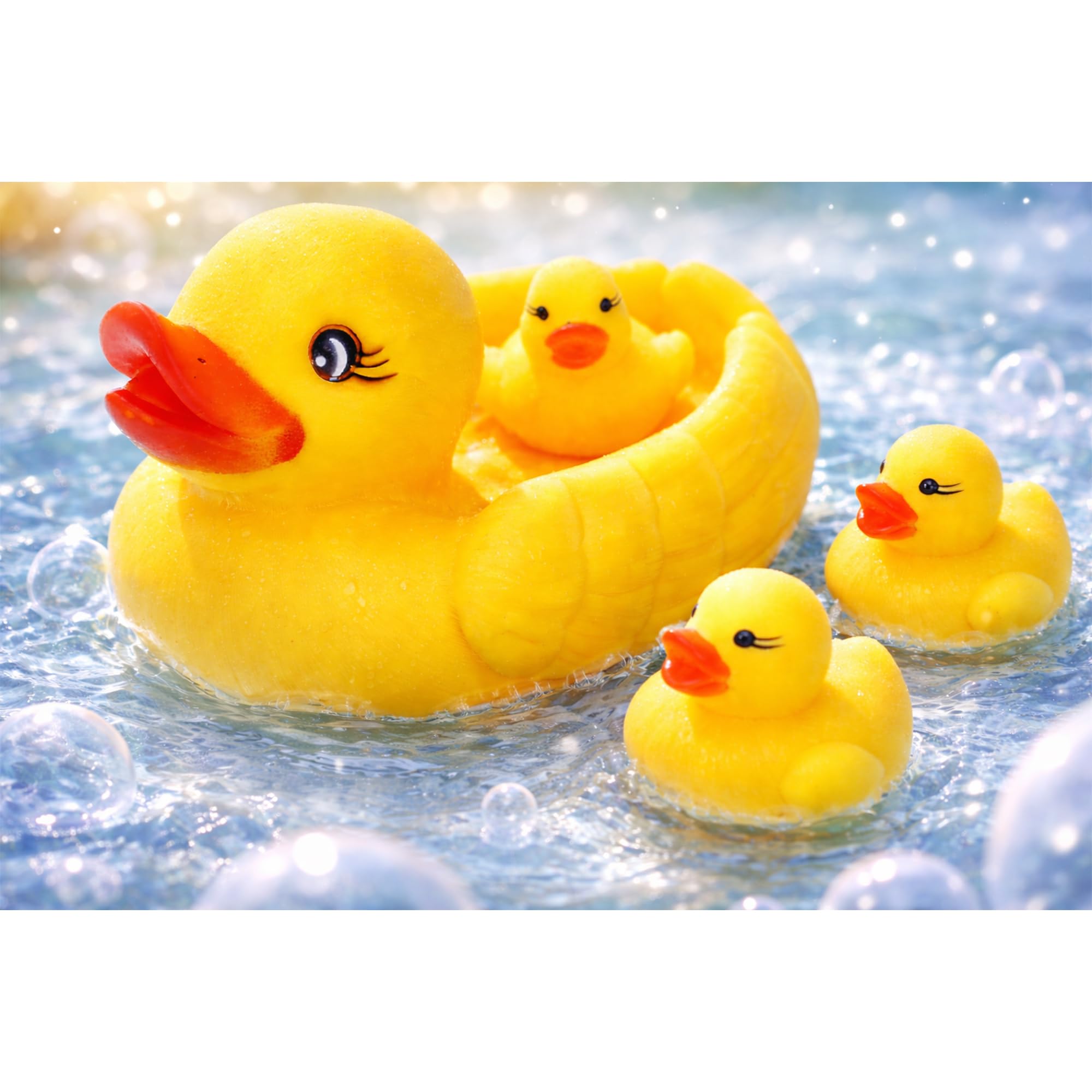OBD Rubber Duck Bath Toy Set Mother Duck with 3 Ducklings Cute Floating Baby Bath Toys for Babies Toddlers Kids Bathtub Water Play Toy Gift