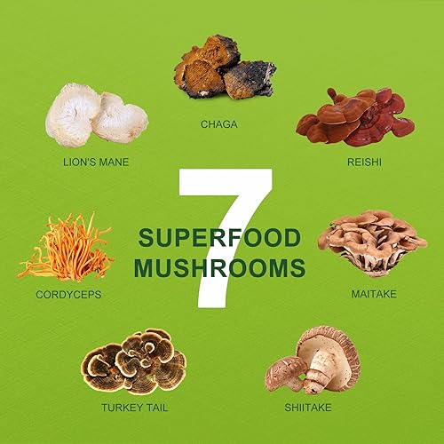 Miniatura 3 de ORGFUN Matcha de hongos, matcha ceremonial japonés infundido con 7 hongos superalimentos, aceite MCT, leche de coco en polvo, sin azúcar añadido,