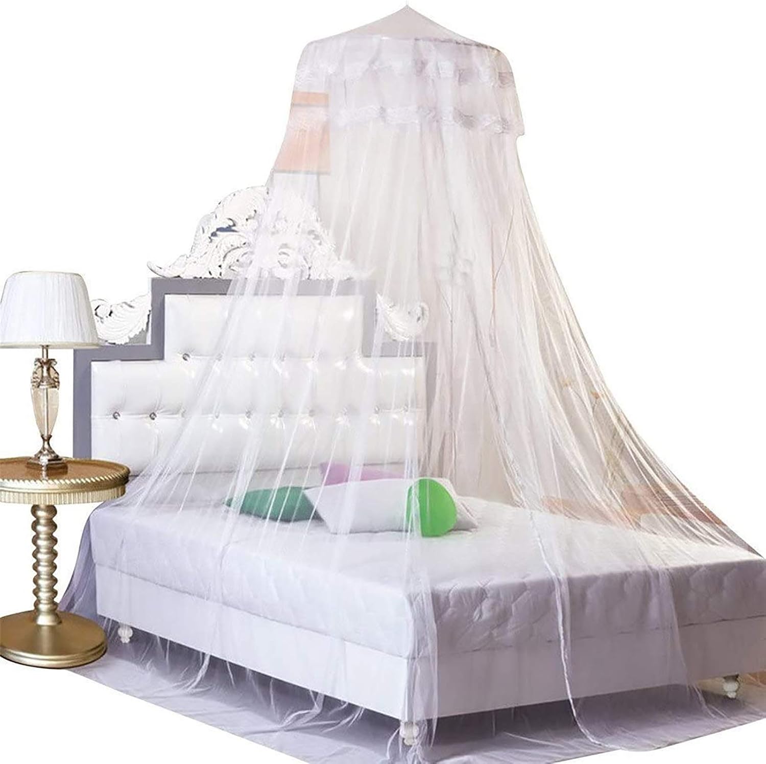 Housweety G00616 Dome Bed Canopy Netting Princess Mosquito Net, White