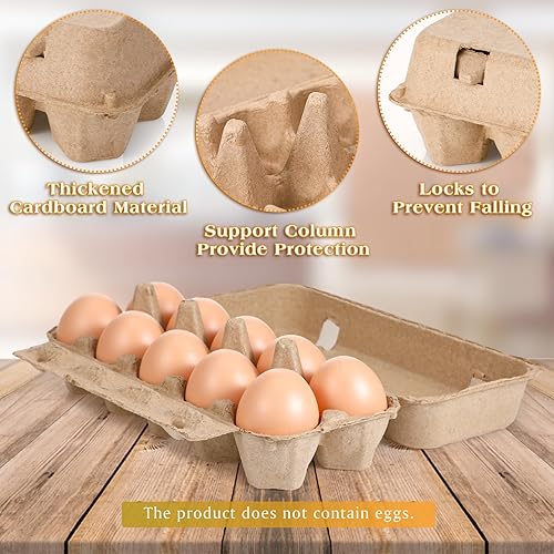 Miniatura 6 de Nuenen 200 cartones de huevos a granel, cartones de huevos en blanco, bandeja vacía para mercado agrícola, cocina familiar (estilo 2 x 3)