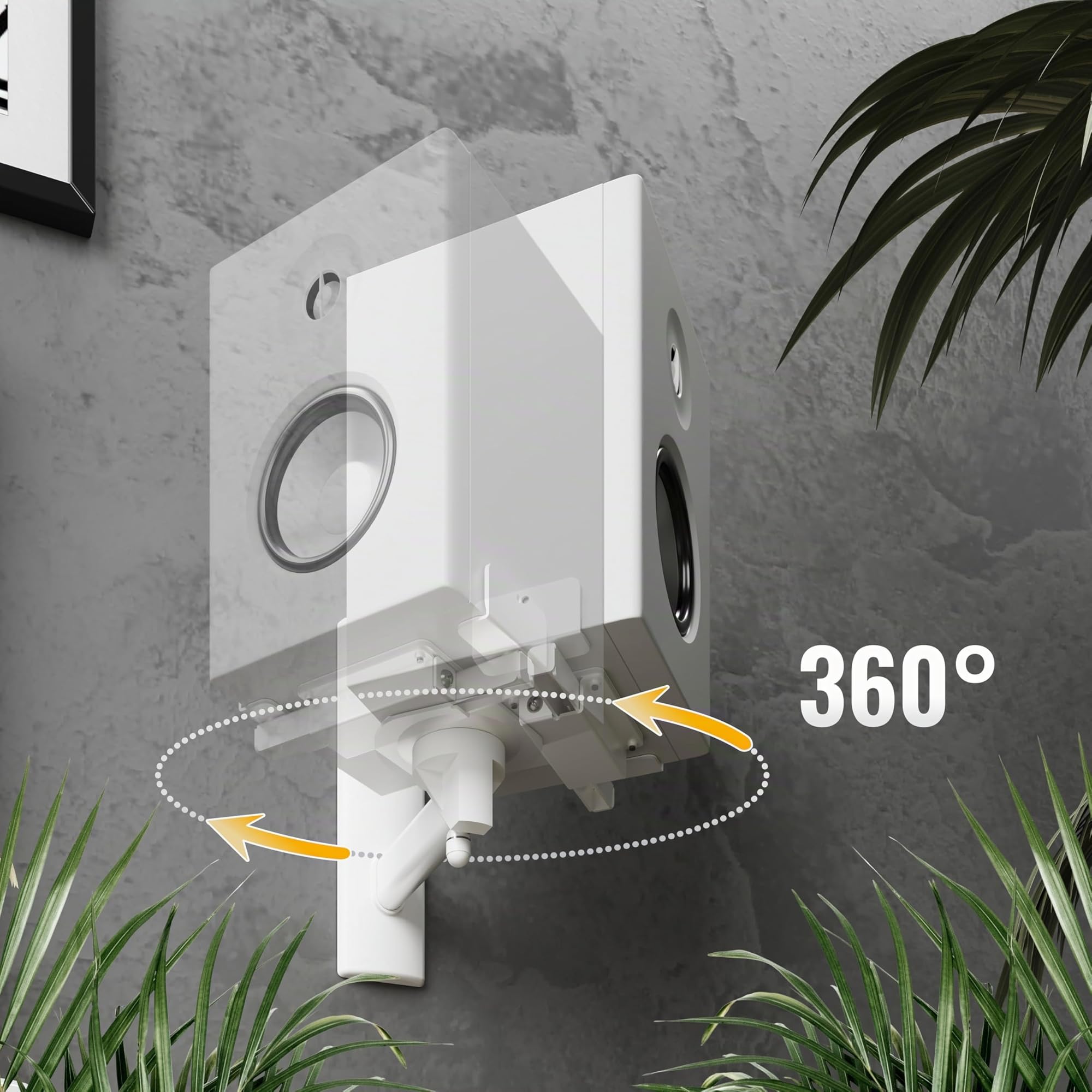 RICOO Supporto altoparlanti parete LH023-W Girevole Inclinabile Braccio muro Wall Mount casse altoparlante WLAN airplay Speaker Bianco 2 pezzi