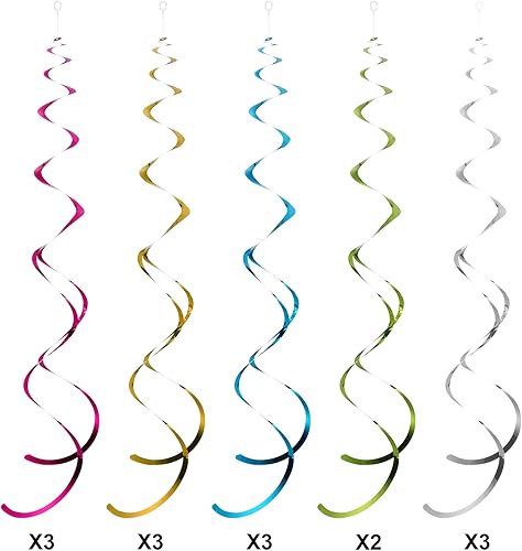 Miniatura 5 de 30 piezas de decoraciones de fiesta de discoteca de los años 70, decoración colgante de bola de remolino de papel de aluminio de los años 70,