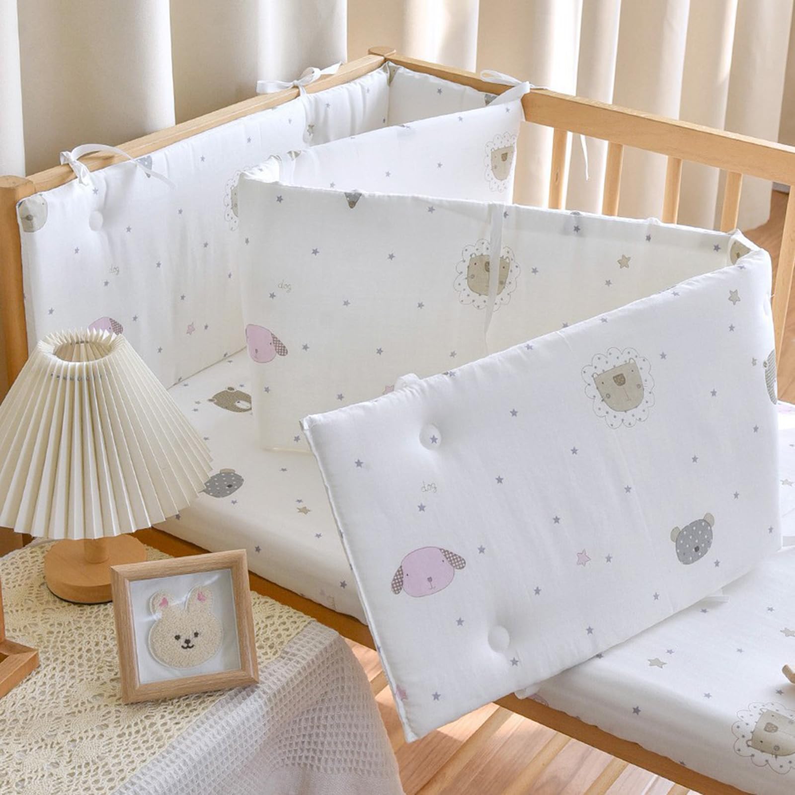 PTKG Randpolsterung Babybett,Kinderbett Seitenschutz,Abnehmbar Als Randpolsterung,Kinderbettgitter zum Vertikalen,Superdicker Antikollisions Teppich,fürs Bett Kopfschutz,C11,150 * 28cm