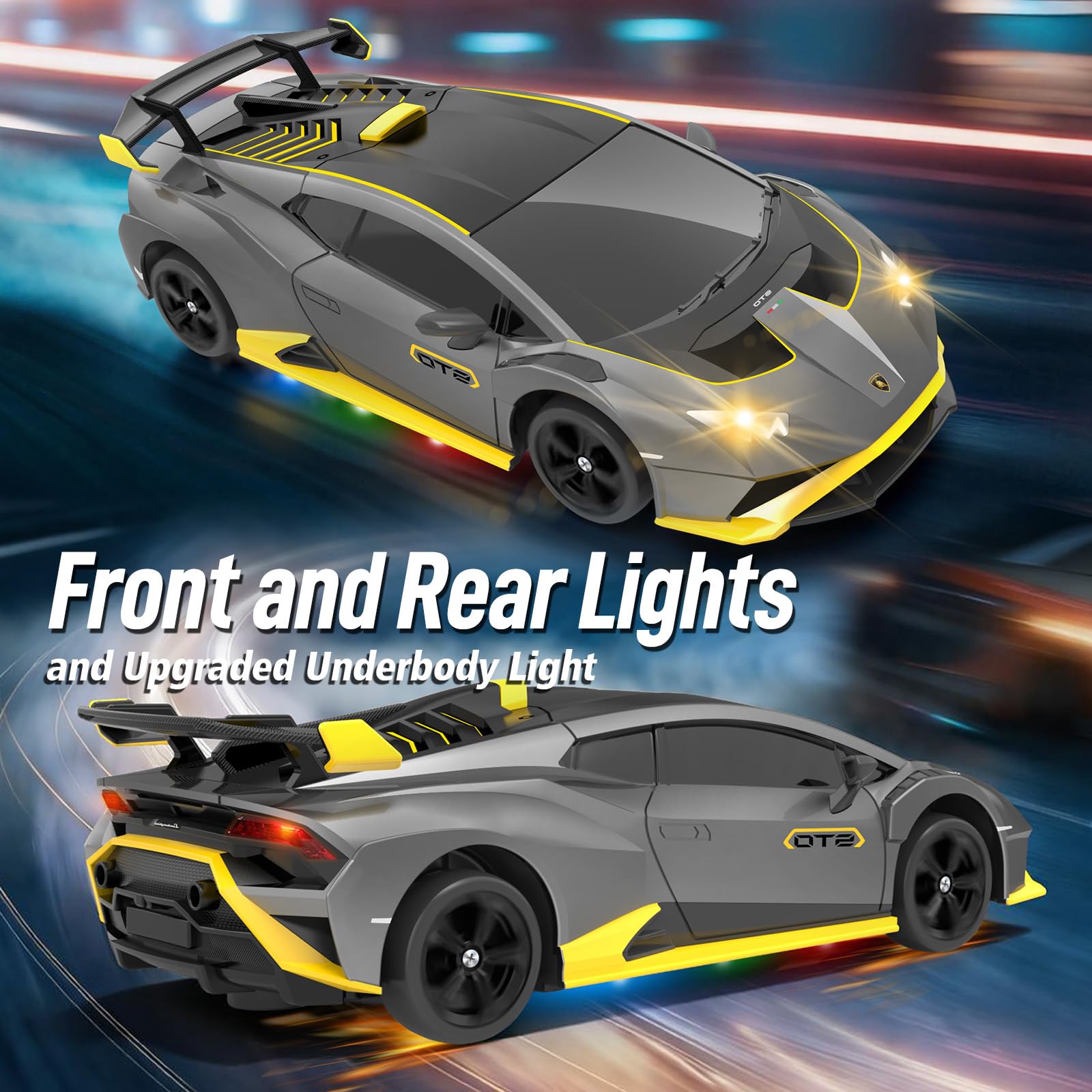 YONCHER Macchina Telecomandata, RC Drift Car per Bambini, Lamborghini con licenza ufficiale, 1:24 20KM/H 4WD Macchine Telecomandate, Radiocomandata Auto per Adulta