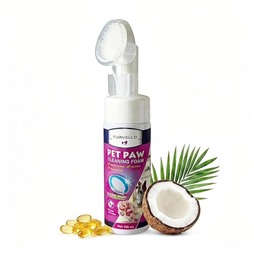 Dog Paw Cleaner with Silicone Brush, No Rinse Foaming Paw