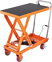 VEVOR 1100 LBS Hydraulic Scissor Lift Table Cart, 11"-35.4" Lift Range, Non-Slip Pad, 4 Locking PU Wheels for Warehouse Material Handling