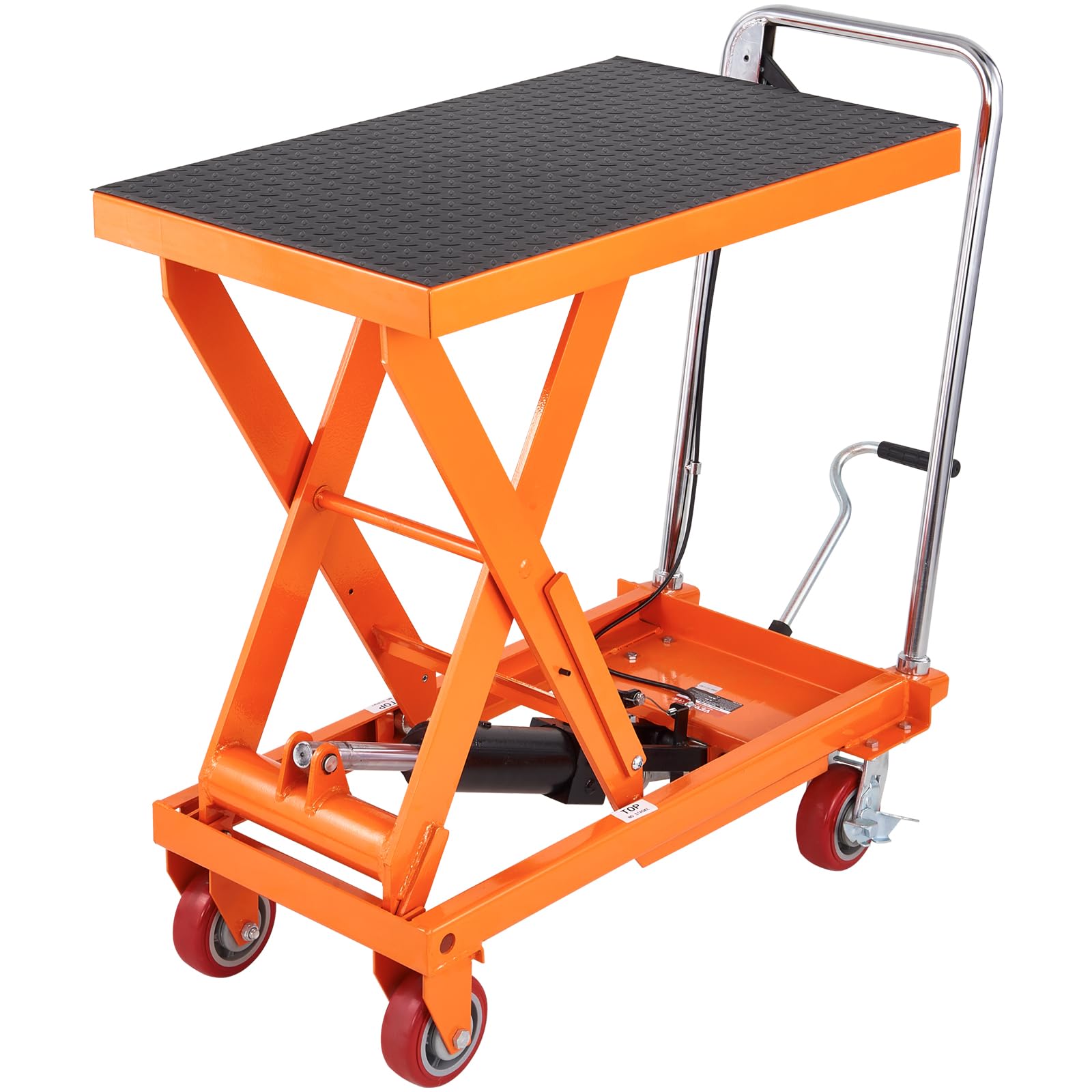 VEVOR 1100 LBS Hydraulic Lift Table Cart with 11"-35.4" Lift Range, Hydraulic Scissor Cart with Non-Slip Pad &amp; 4 Wheels, Manual Single Scissor Lift for Material Handling and Transportation