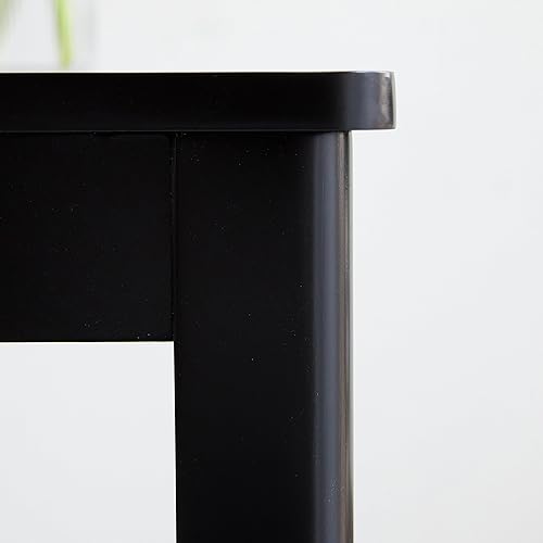 Miniatura 8 de Livinia Cabin 45.3" Mesa de comedor de madera rectangular pequeña de estilo moderno y rústico, mesa de cocina de madera maciza (negra)