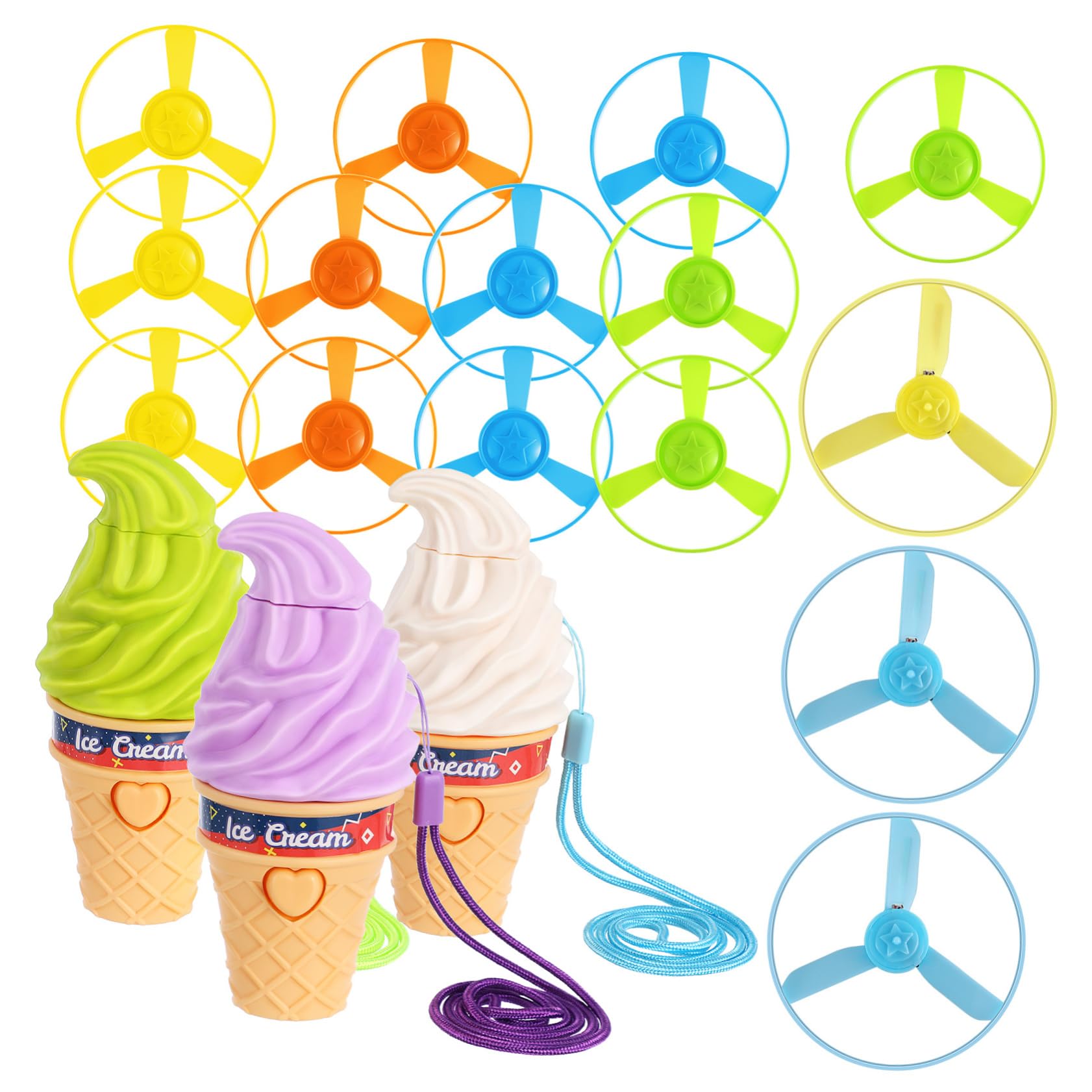 NAMOARLY Chasing Game Toy for Kids 3 Pack Bamboo Dragonfly Pull String Flying Disc Kids Toy Easy to Play