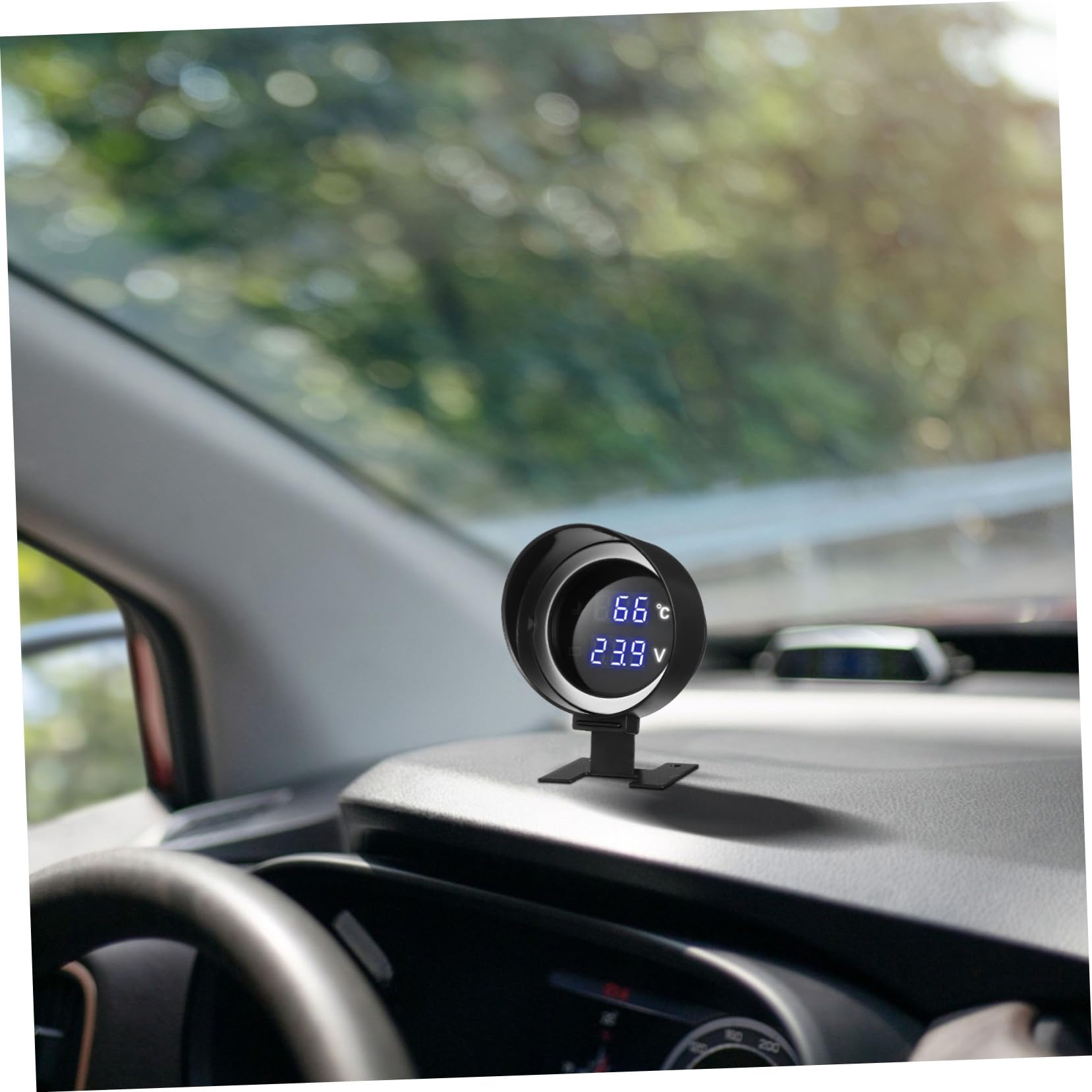 Jauge de Température Eau et Voltmètre LED Ronde Compacte avec Adaptateur Kit de Manomètre pour Voiture Moto Camion Installation Facile DIY Affichage Clair et Double Fonction
