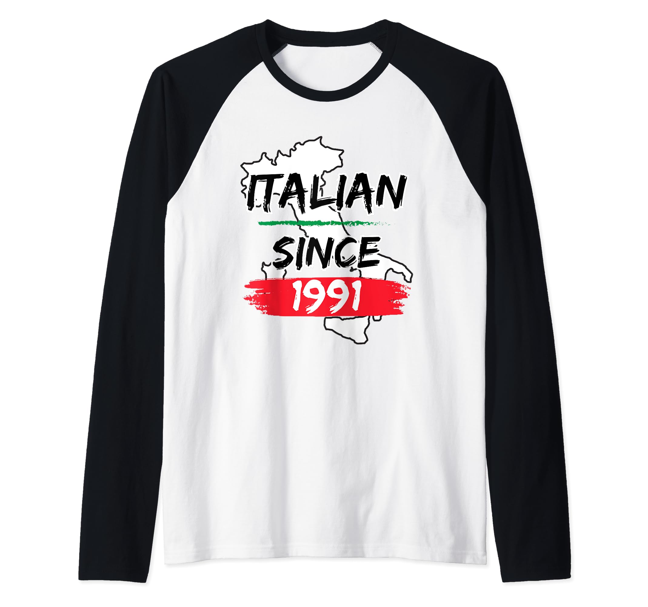 Italian Since 1991 Italia Map Italy Italia Italian Birthday Raglan Baseball Tee