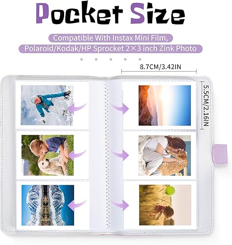 Miniatura 10 de Phetium Mini álbum de fotos de 108 bolsillos para Fujifilm Instax Mini, Polaroid Snap, foto de 2 x 3 pulgadas, tarjeta de fotos Kpop, álbum de