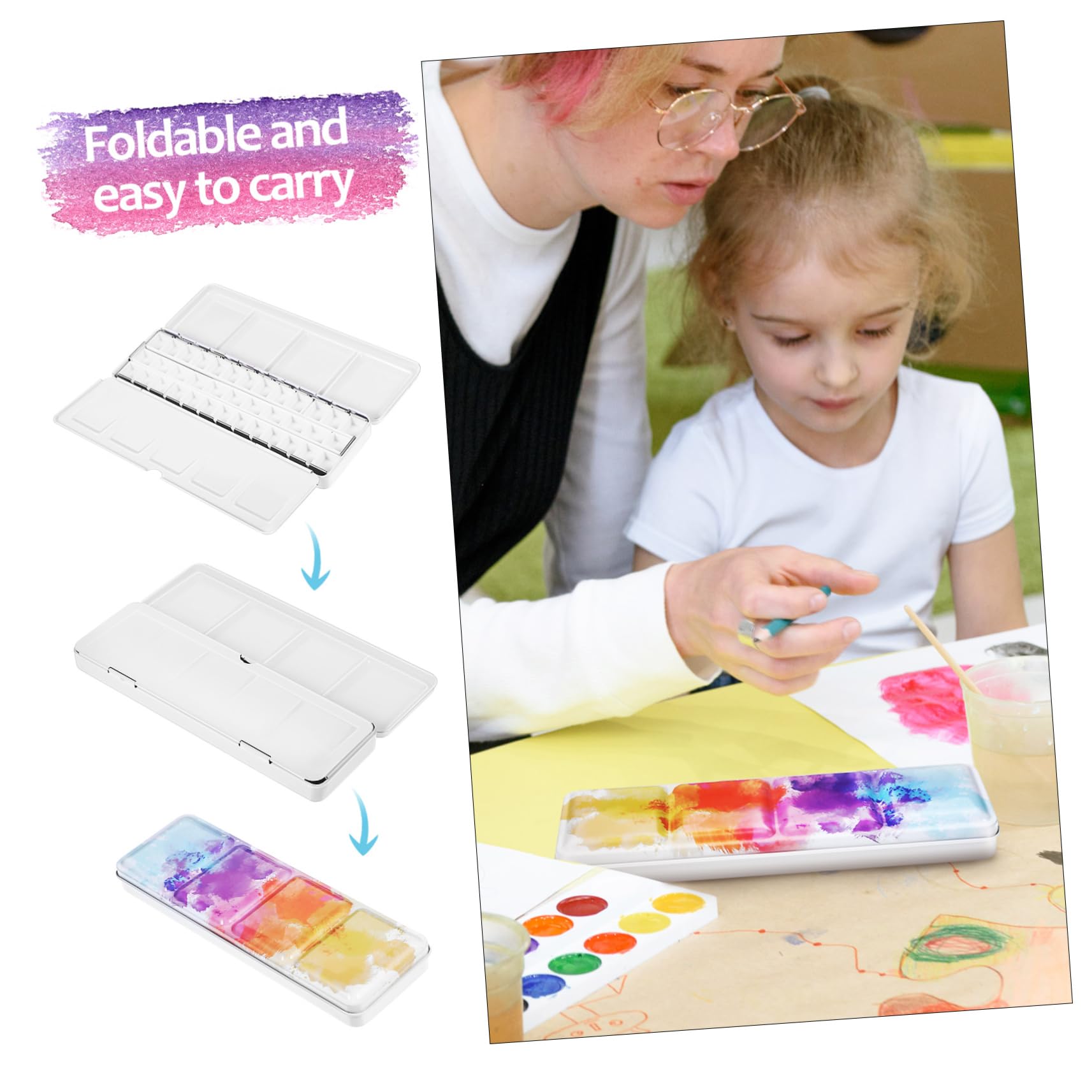 DOITOOL Paleta De Pintura En Caja De Colores De 4 Piezas Lata Vacía De Pintura De Acuarela Suministros De Arte Bandeja De Acuarela Placa De Pintura Paleta De Pintura Bandeja De